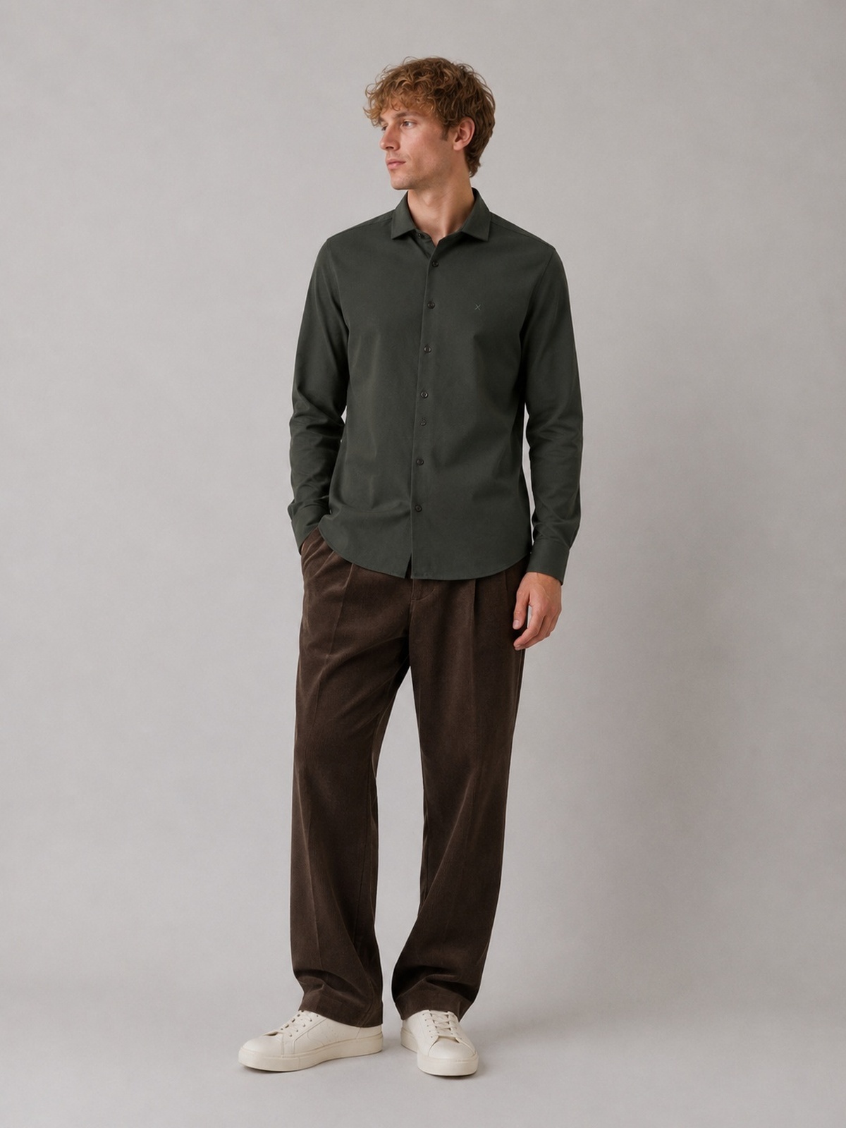 Clean Cut Copenhagen Emil Stretch Shirt Dark forest