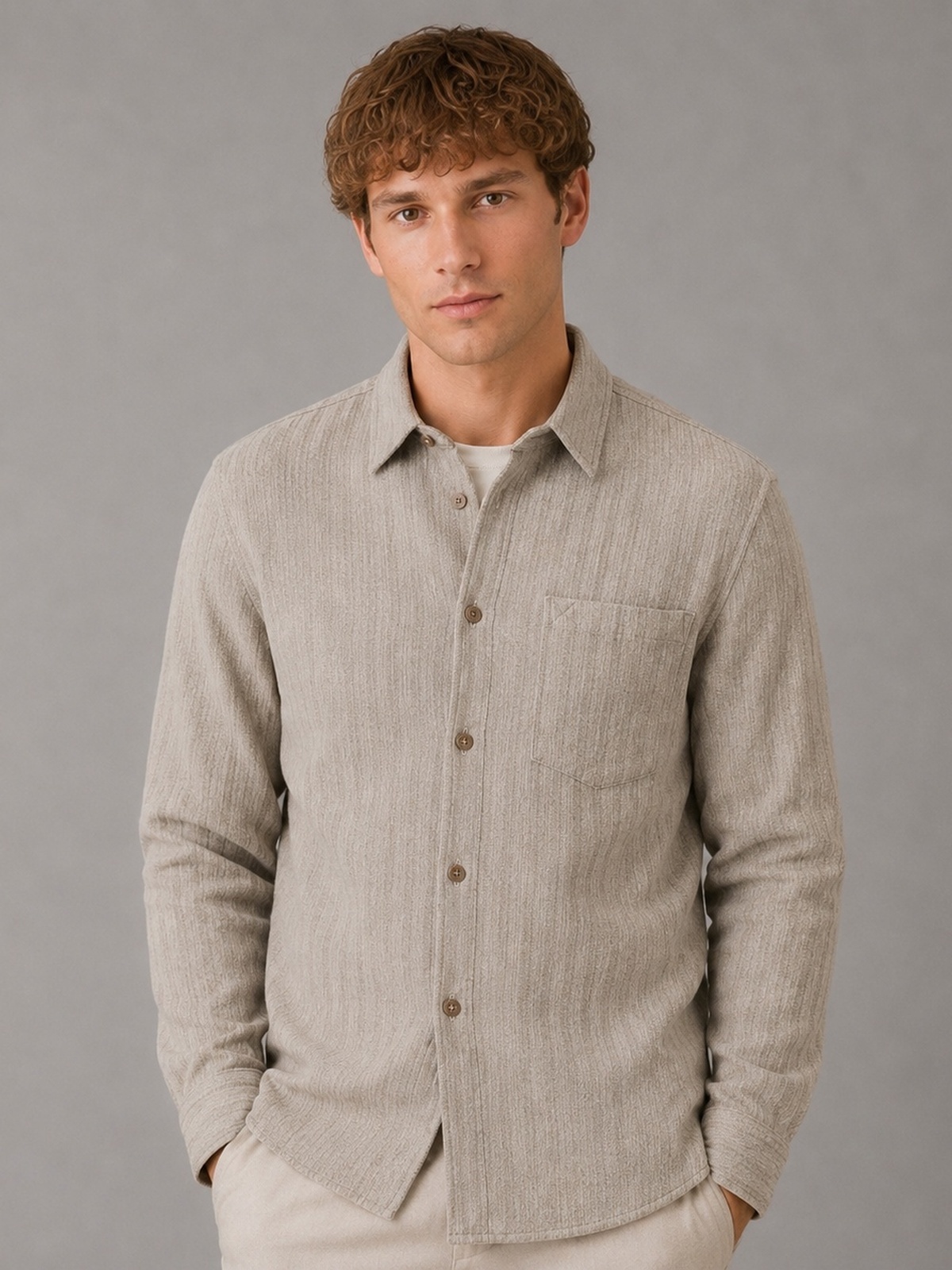 Clean Cut Copenhagen Herringbone Shirt Grey melange