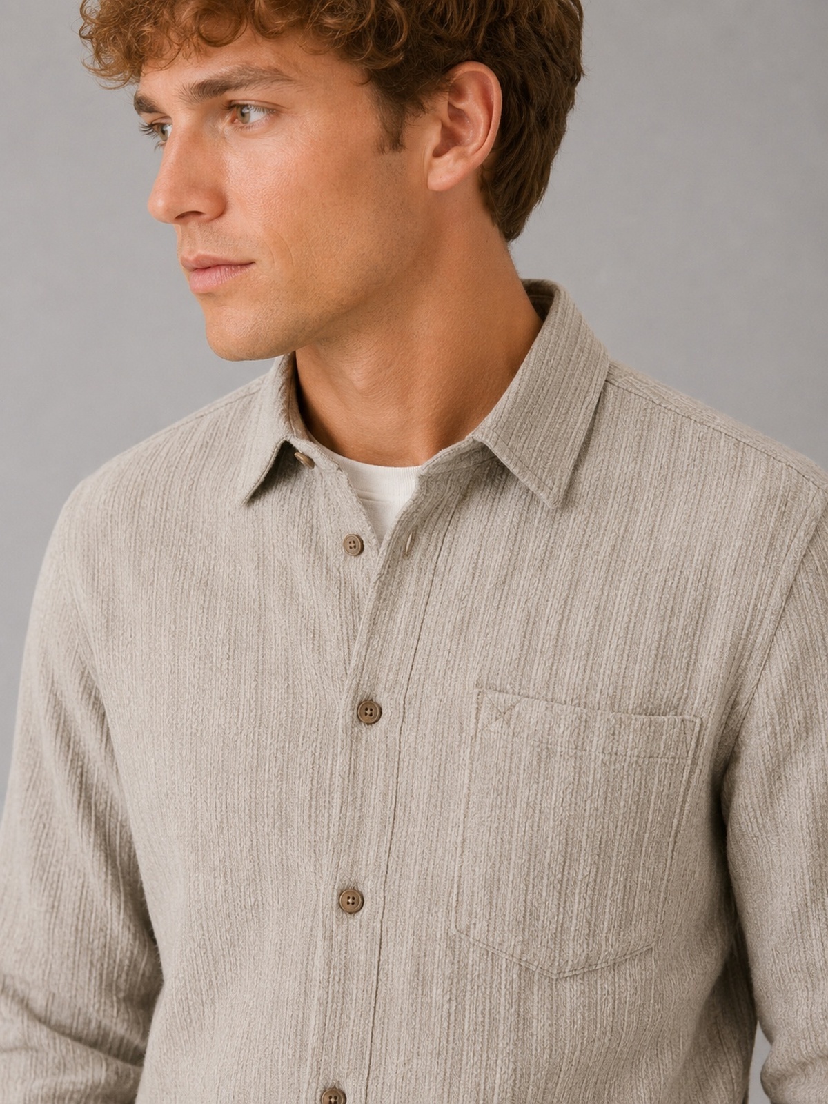 Clean Cut Copenhagen Herringbone Shirt Grey melange