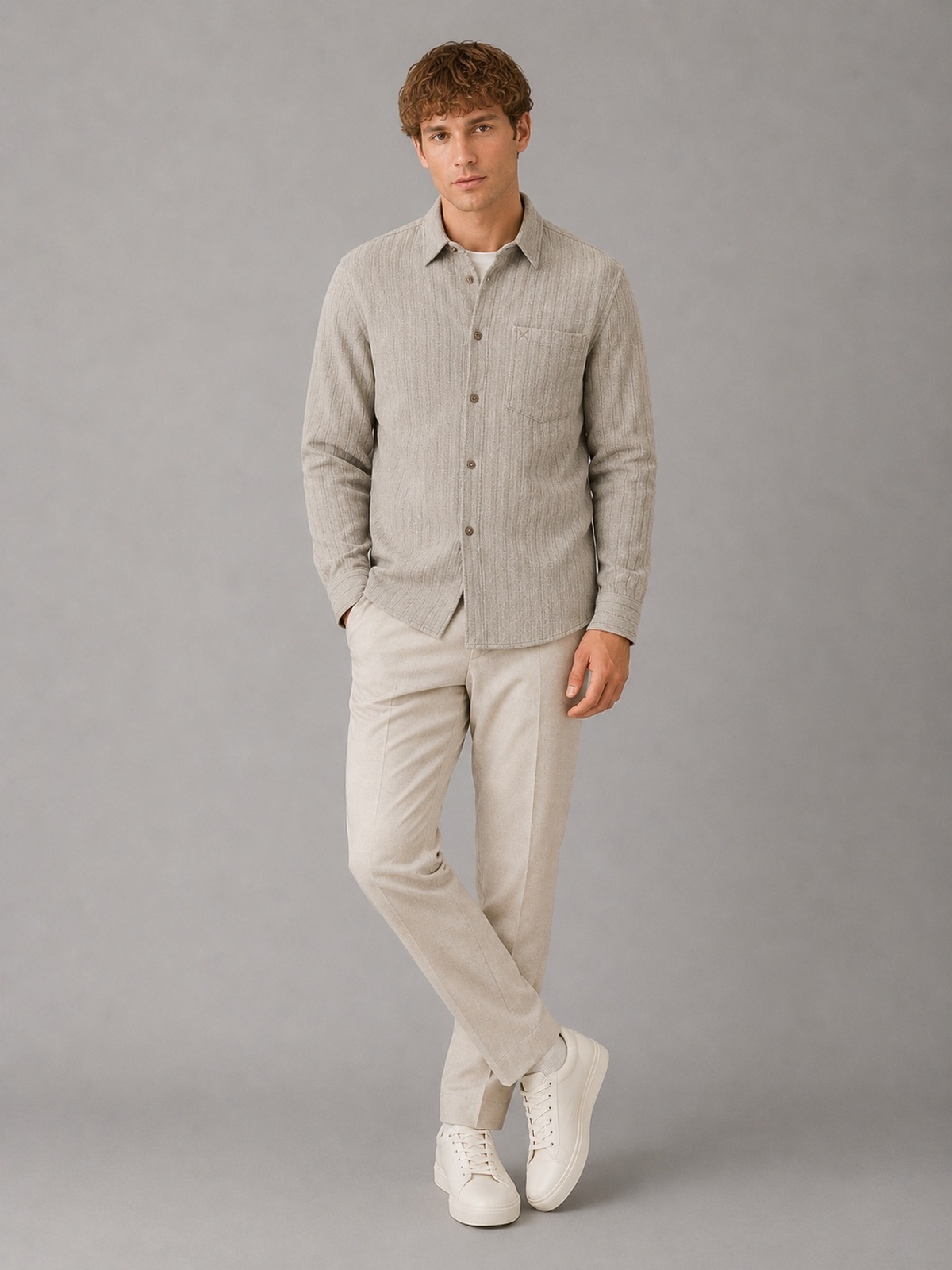 Clean Cut Copenhagen Herringbone Shirt Grey melange