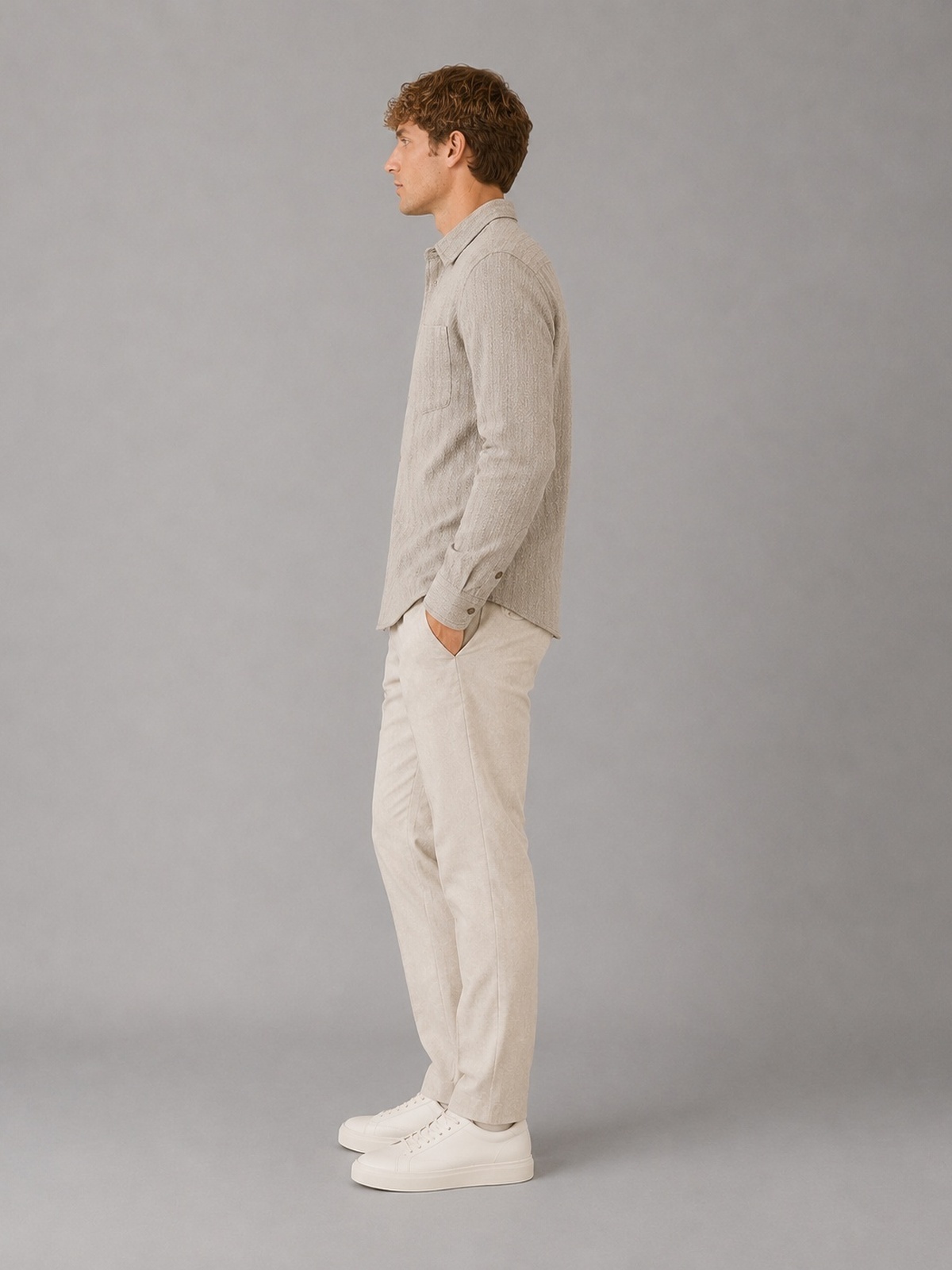 Clean Cut Copenhagen Herringbone Shirt Grey melange