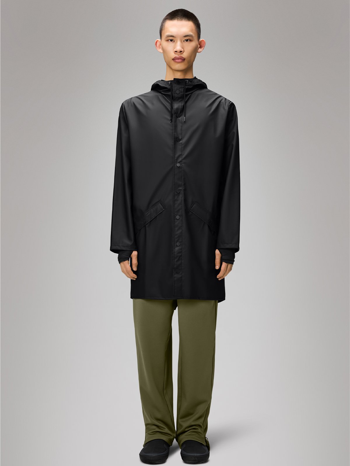Rains Long Jacket Black