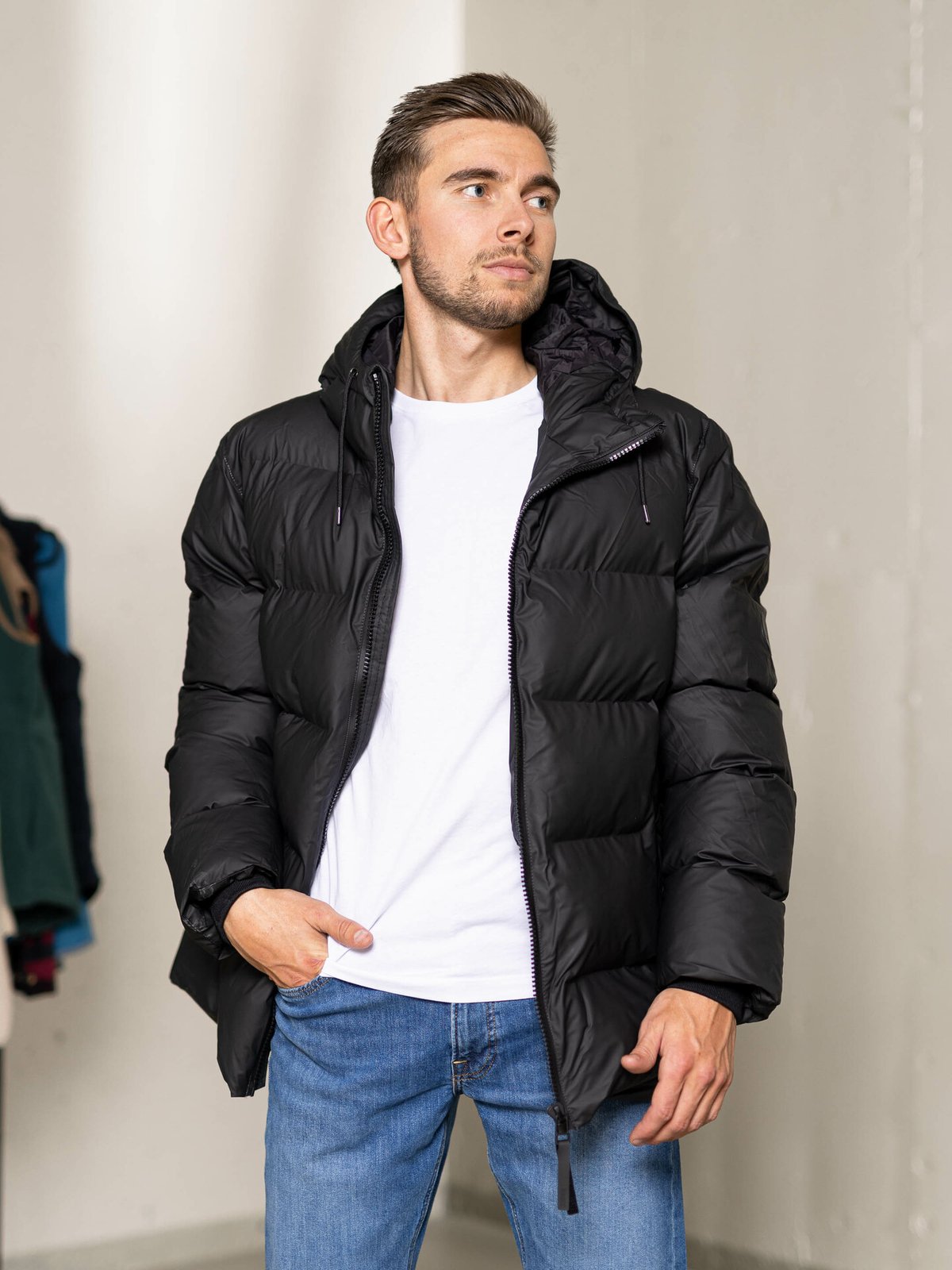 Rains Puffer Jacket Black
