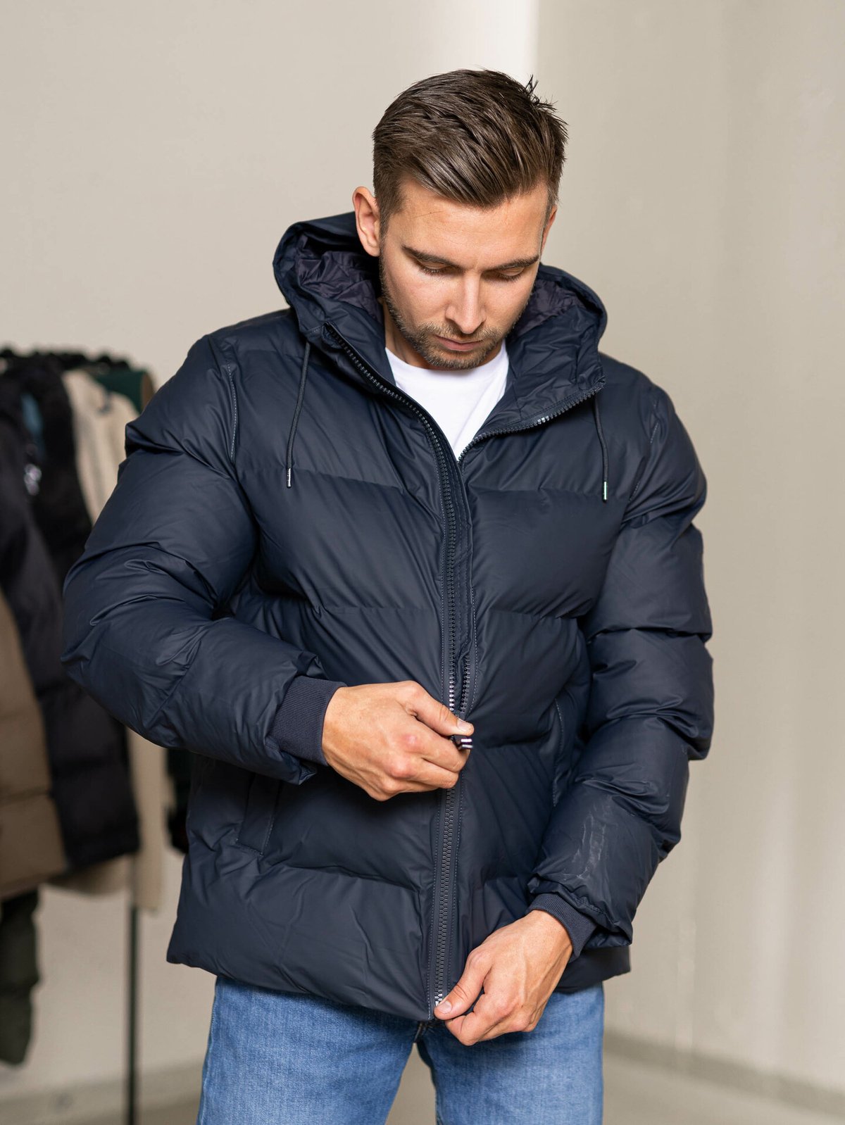 Rains Puffer Jacket Navy