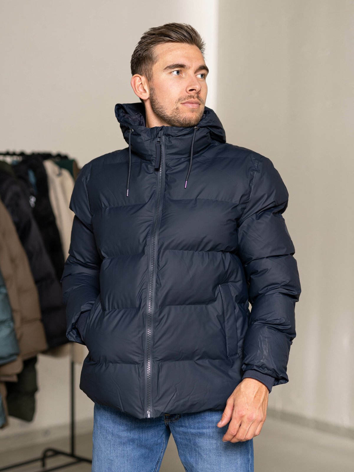 Rains Puffer Jacket Navy