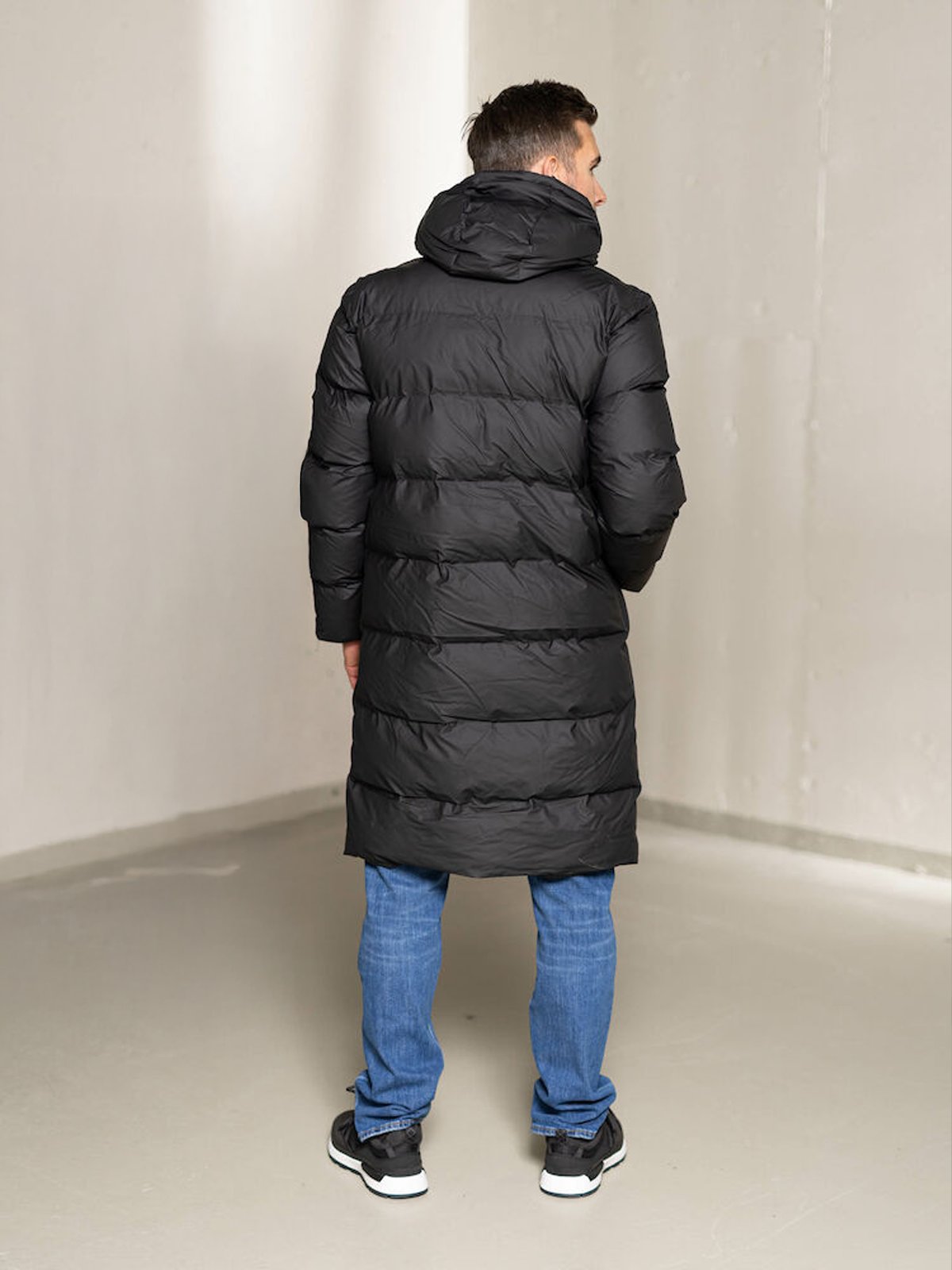 Rains Long Puffer Jacket Black