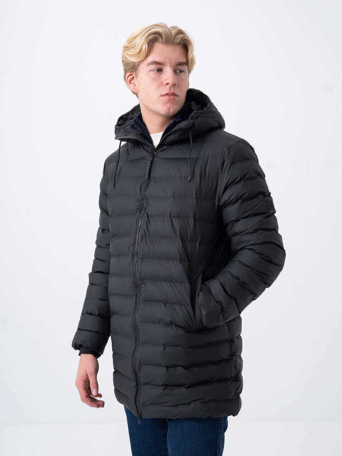 Rains Lohjal Long Puffer Jacket 01 Black