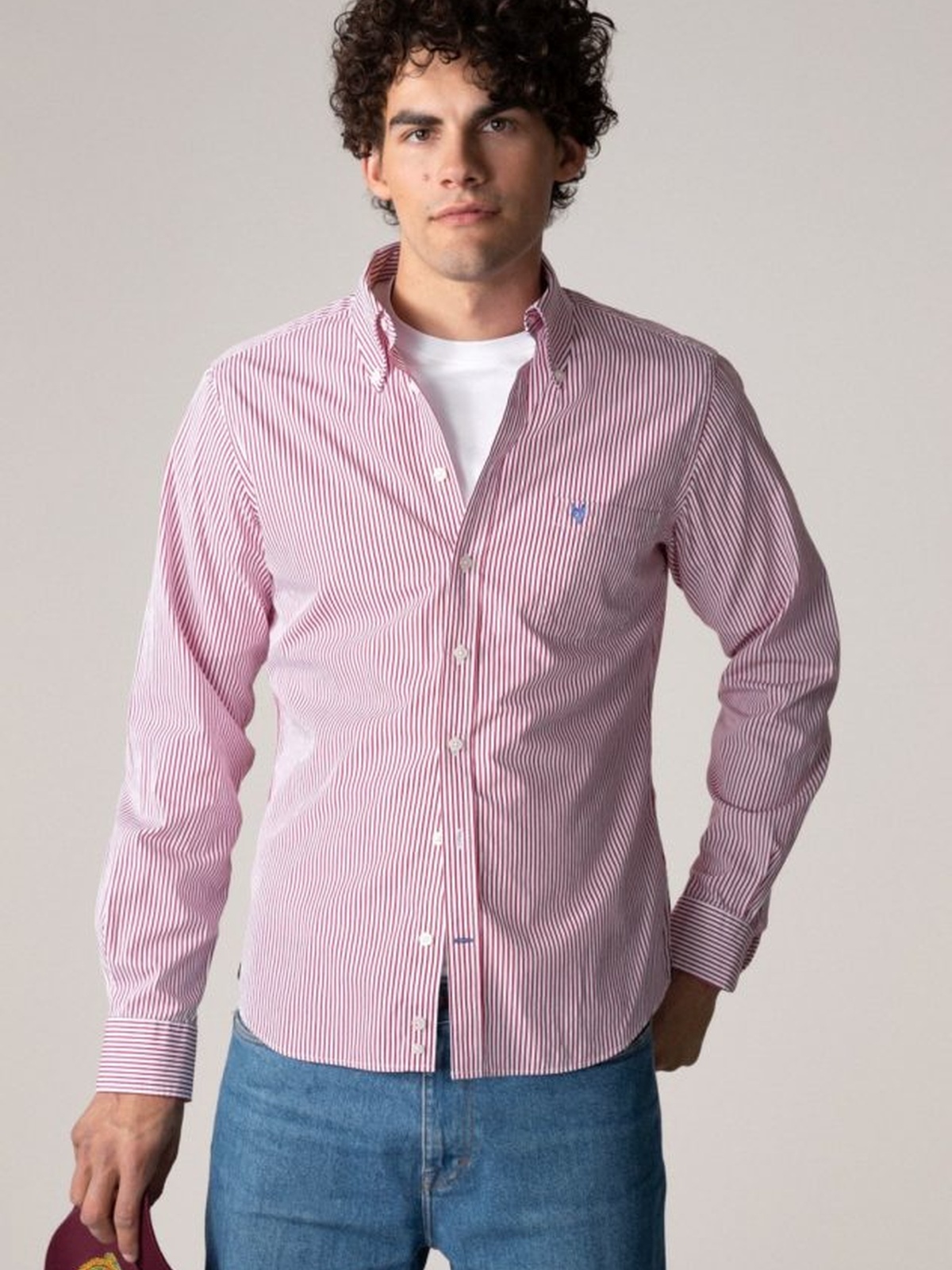 Rebeloup Poplin Striped Rød