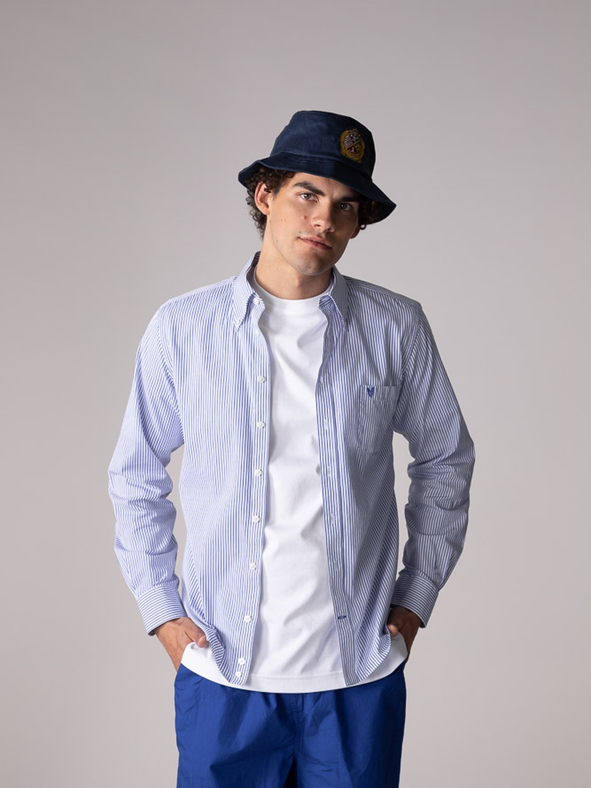 Rebeloup Poplin Striped Blå