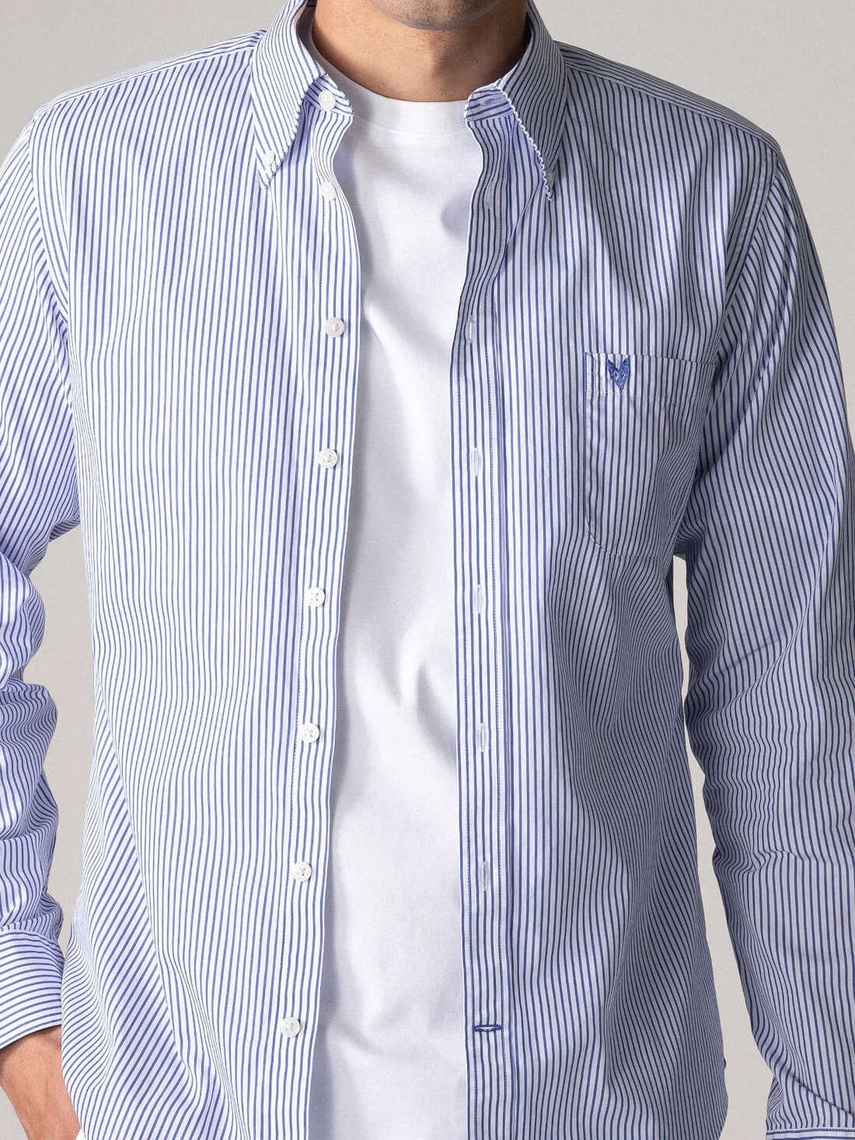 Rebeloup Poplin Striped Blå