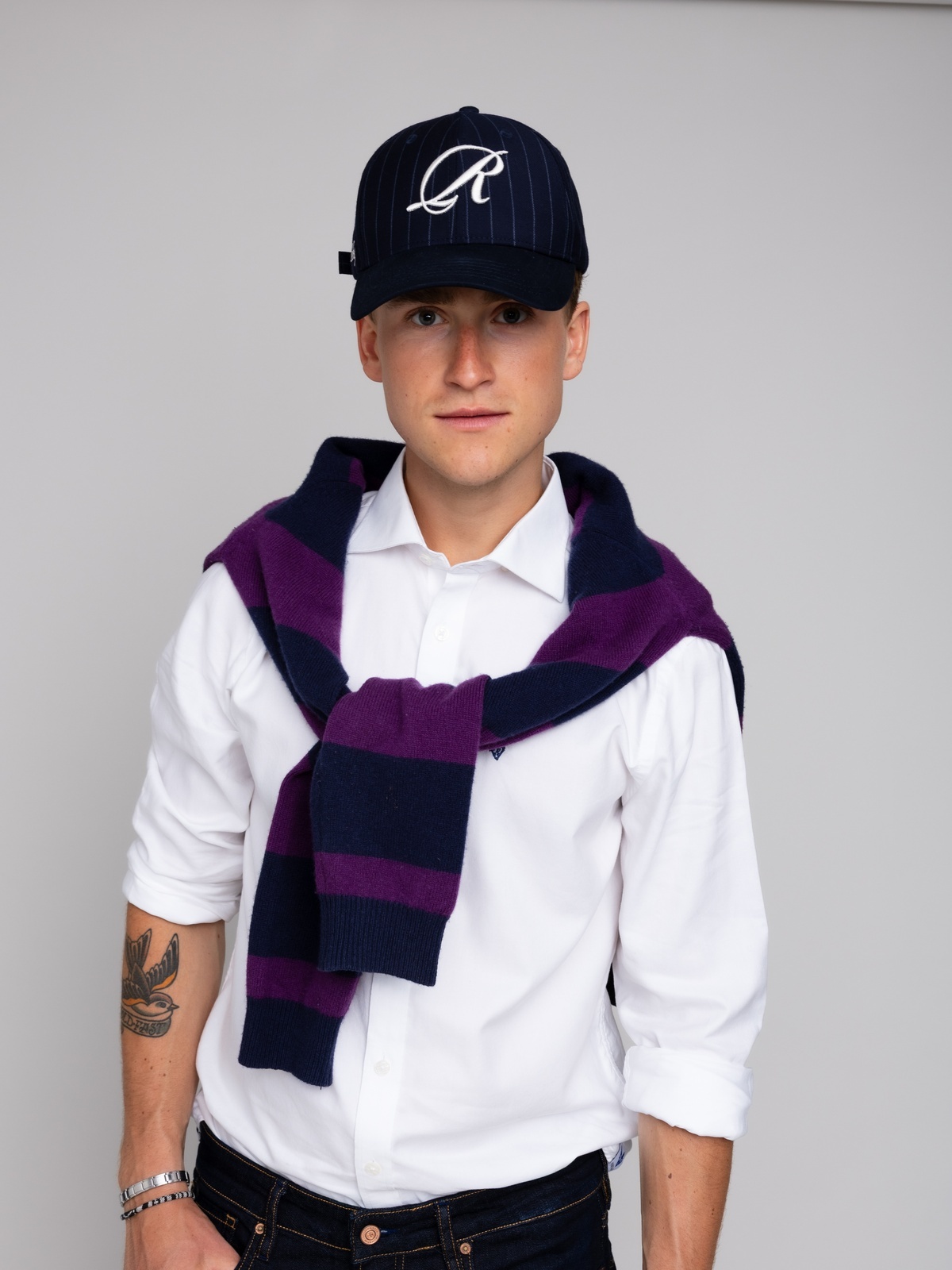 Rebeloup R Caps Navy Pinstripe