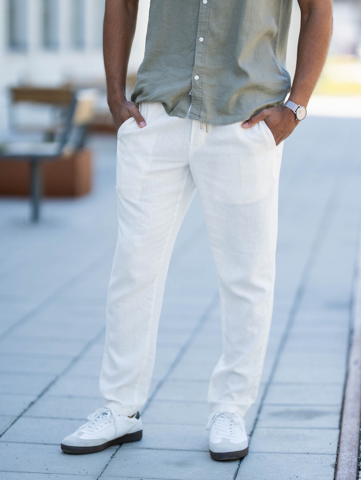 Solid Taiz Pants Off White