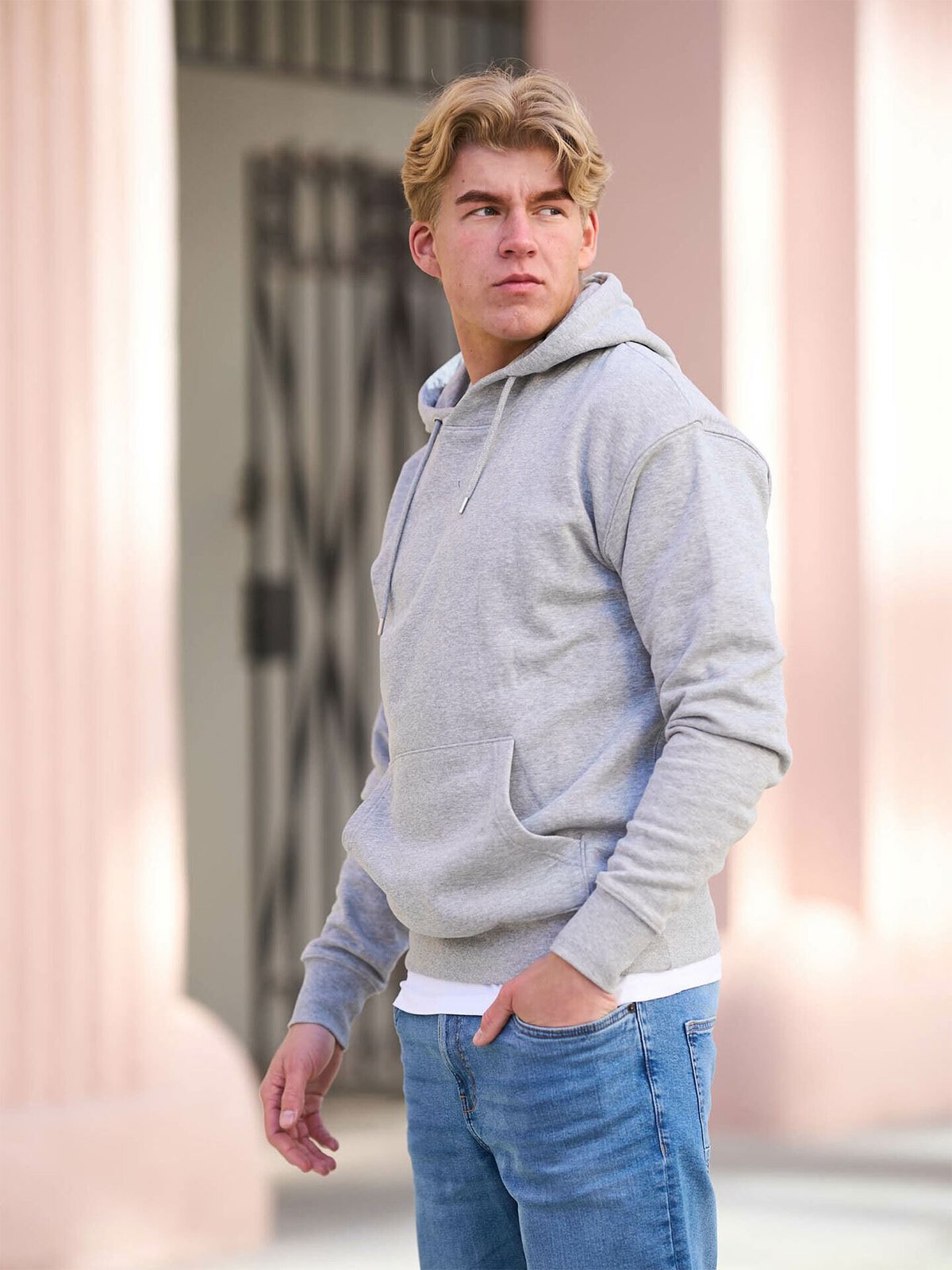 Solid Lenz Hood Sweatshirt Light Grey Melange