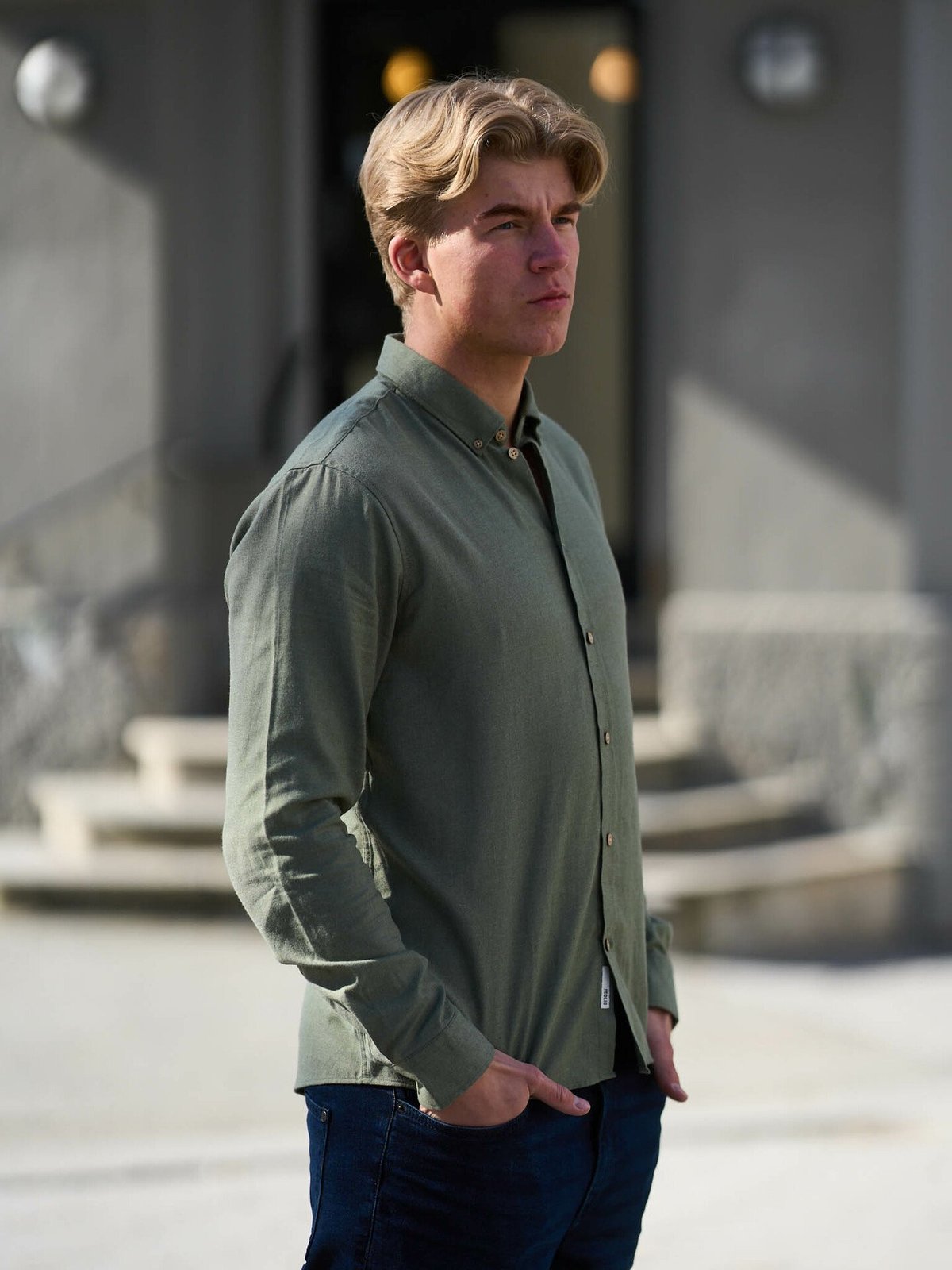 Solid Valencia Pete SH Shirt Dusty Olive Melange