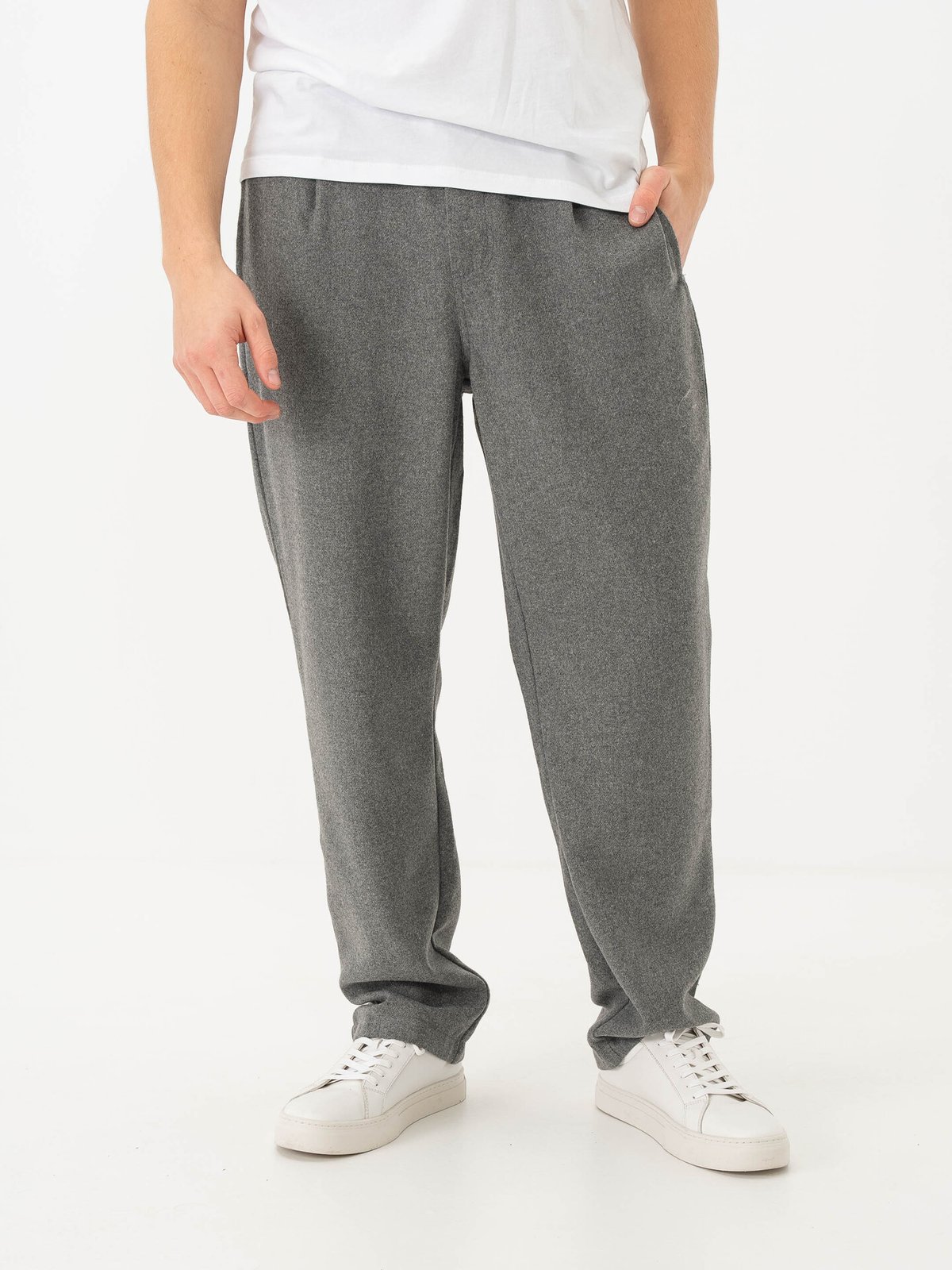Solid Nels Liam Elas. Pants 1802011 Medium Grey Melange