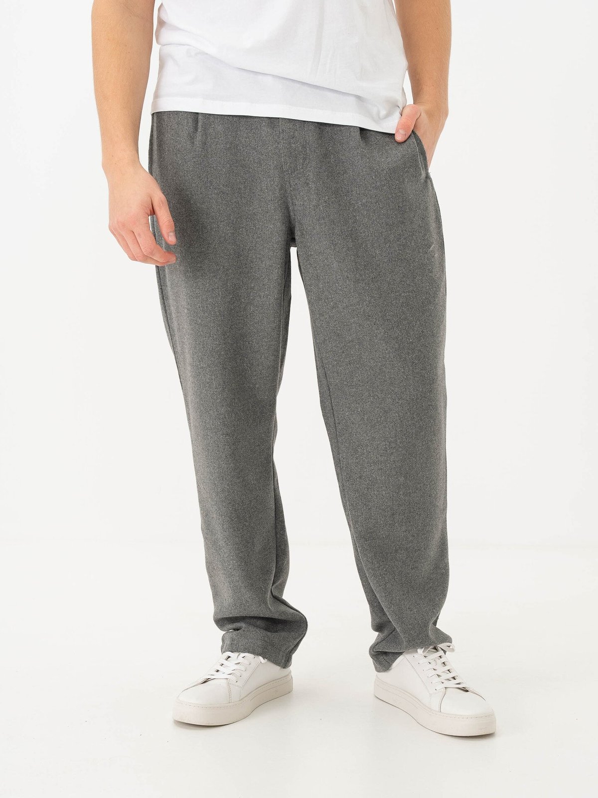 Solid Nels Liam Elas. Pants 1802011 Medium Grey Melange