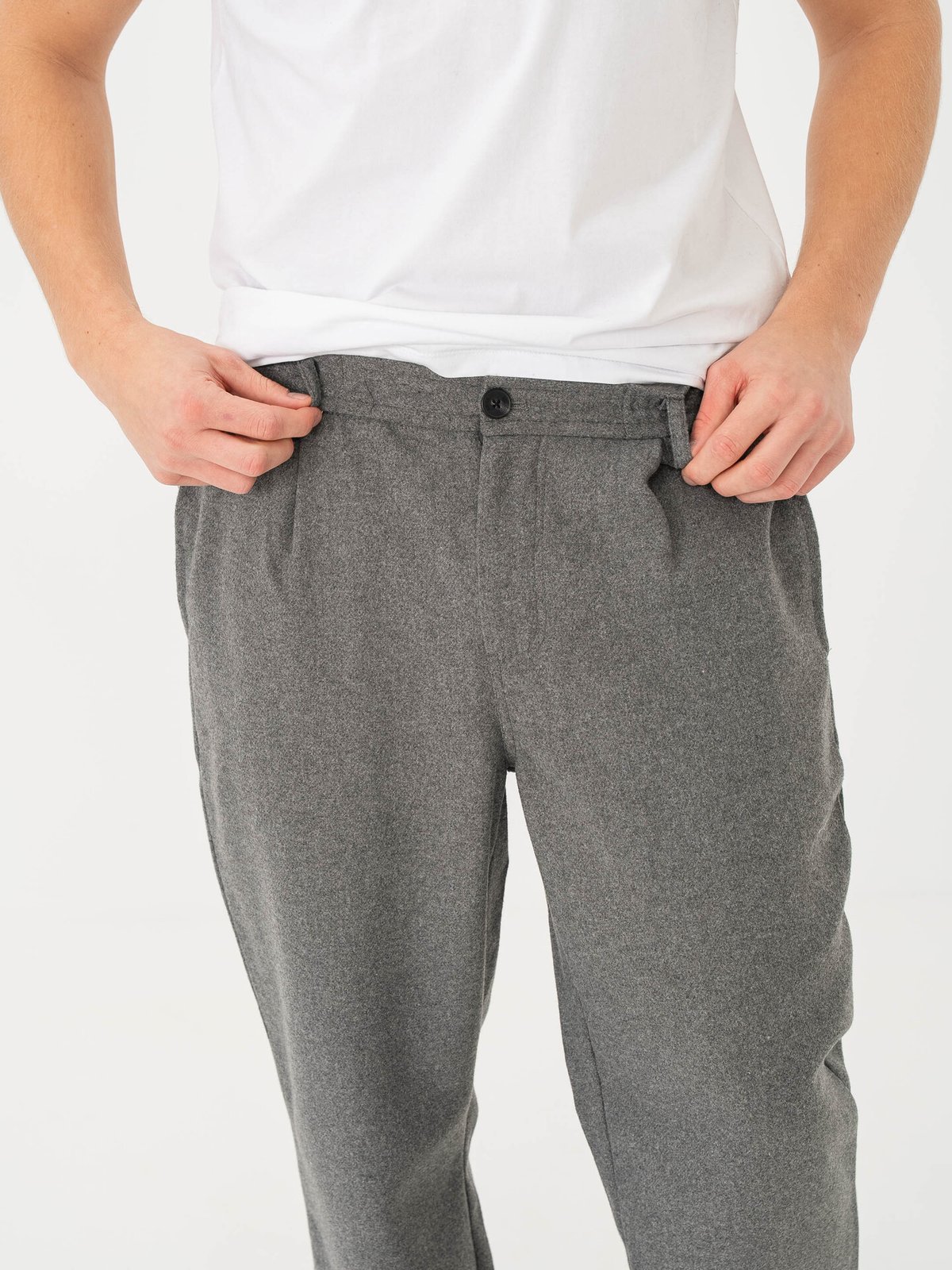 Solid Nels Liam Elas. Pants 1802011 Medium Grey Melange