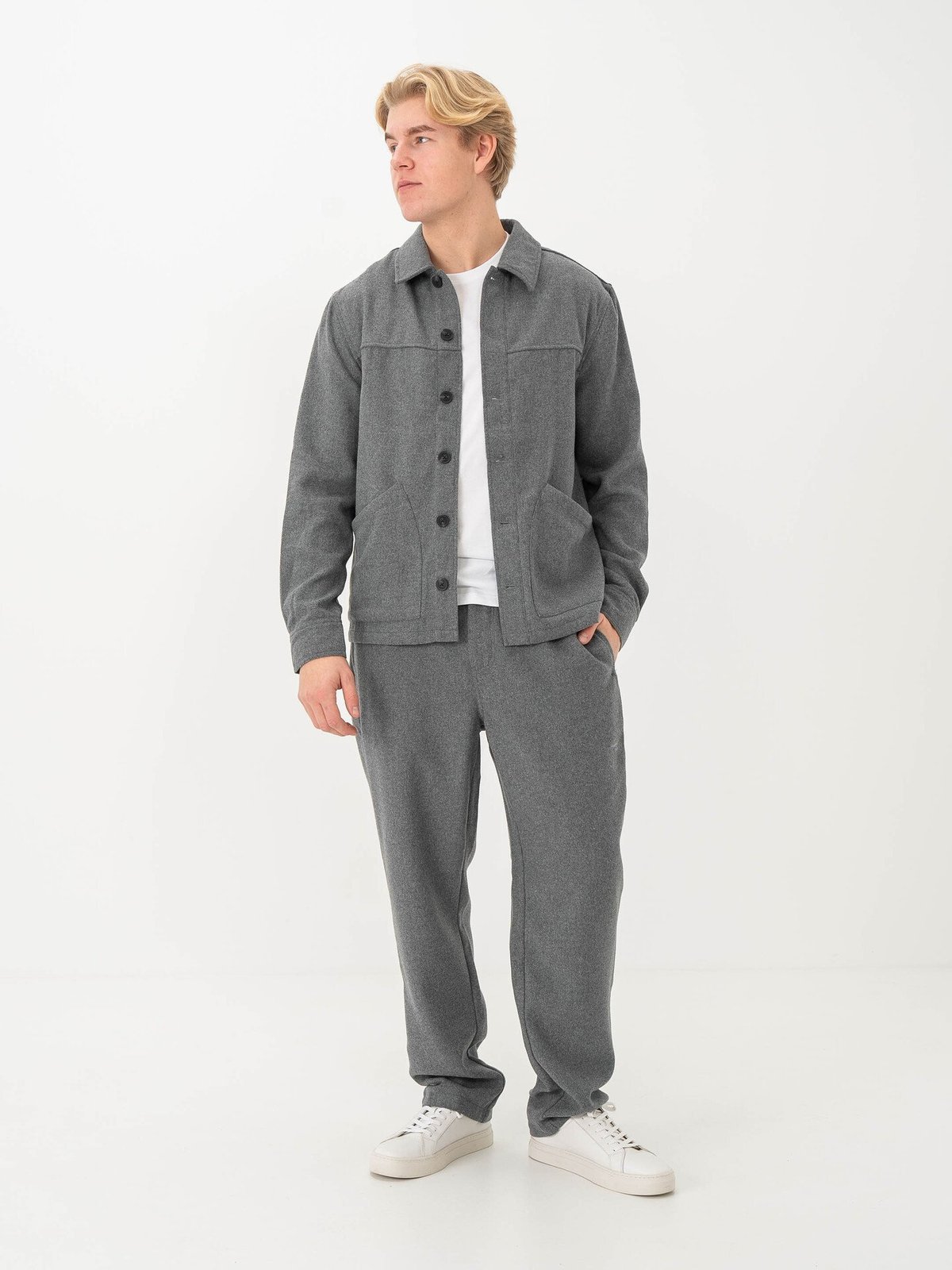 Solid Nels Liam Elas. Pants 1802011 Medium Grey Melange