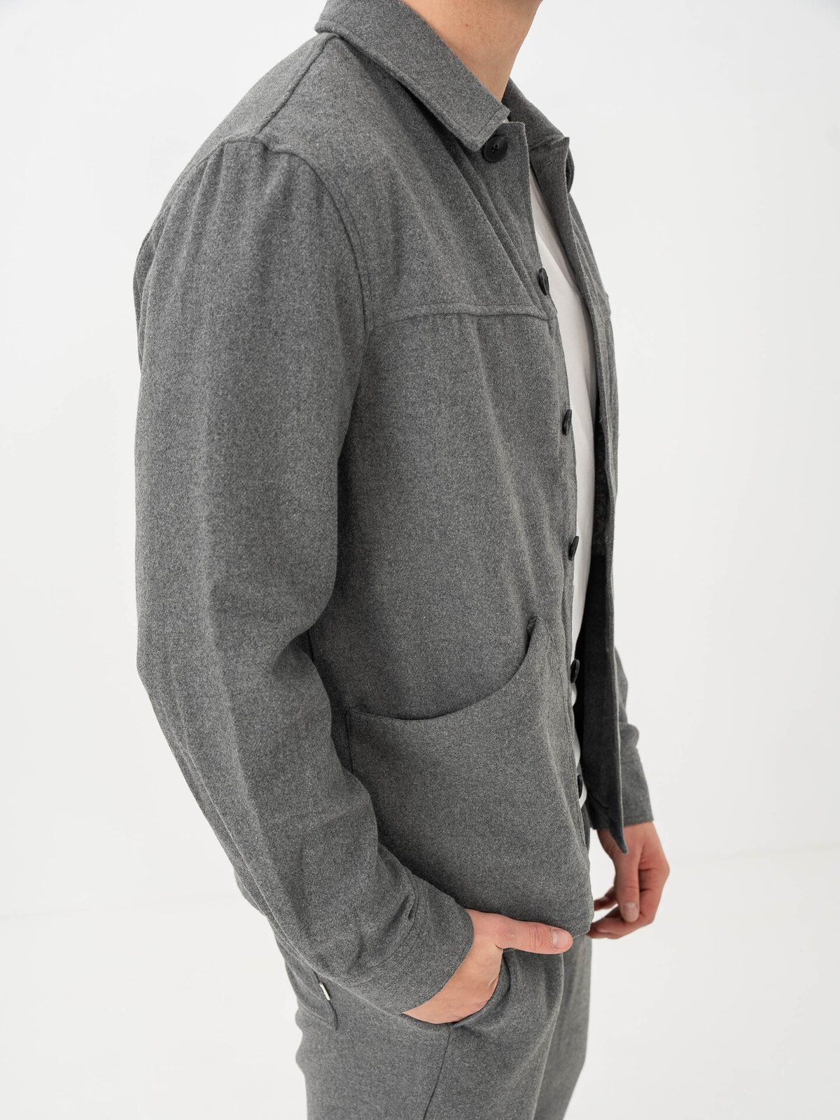 Solid Nels Overshirt Medium Grey Melange