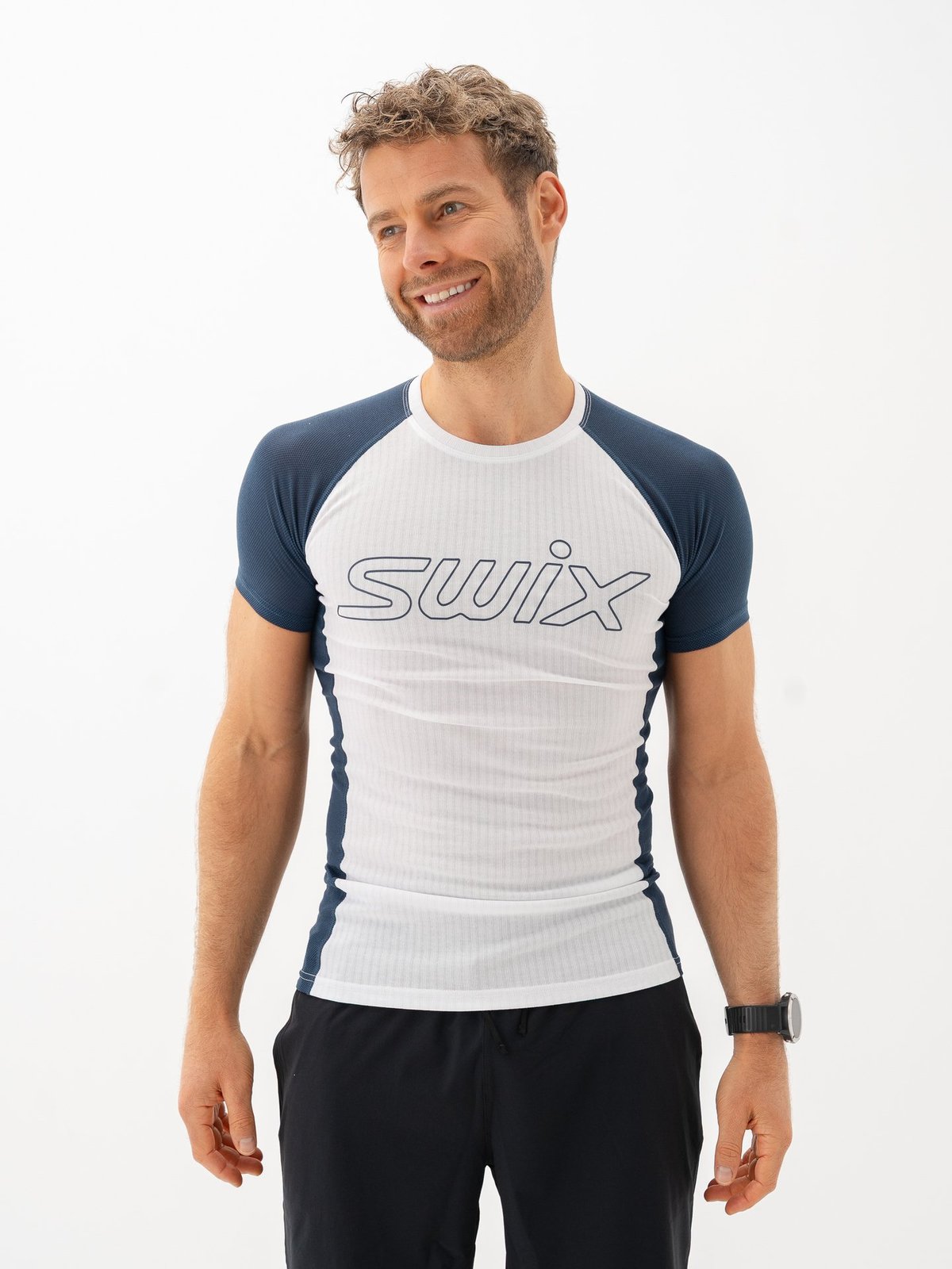 Swix RaceX Light Short Sleeve Bright White / Lake Blue