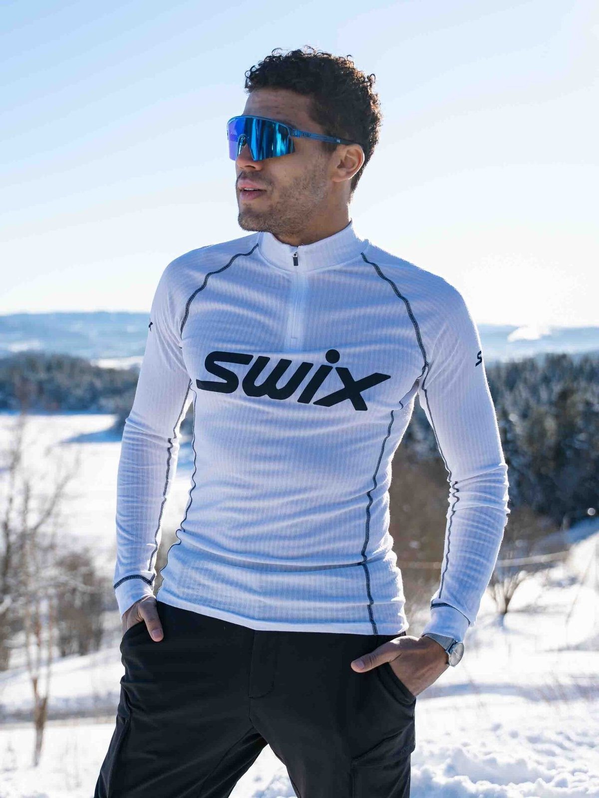 Swix RaceX Classic Half Zip Bright White/Dark Navy