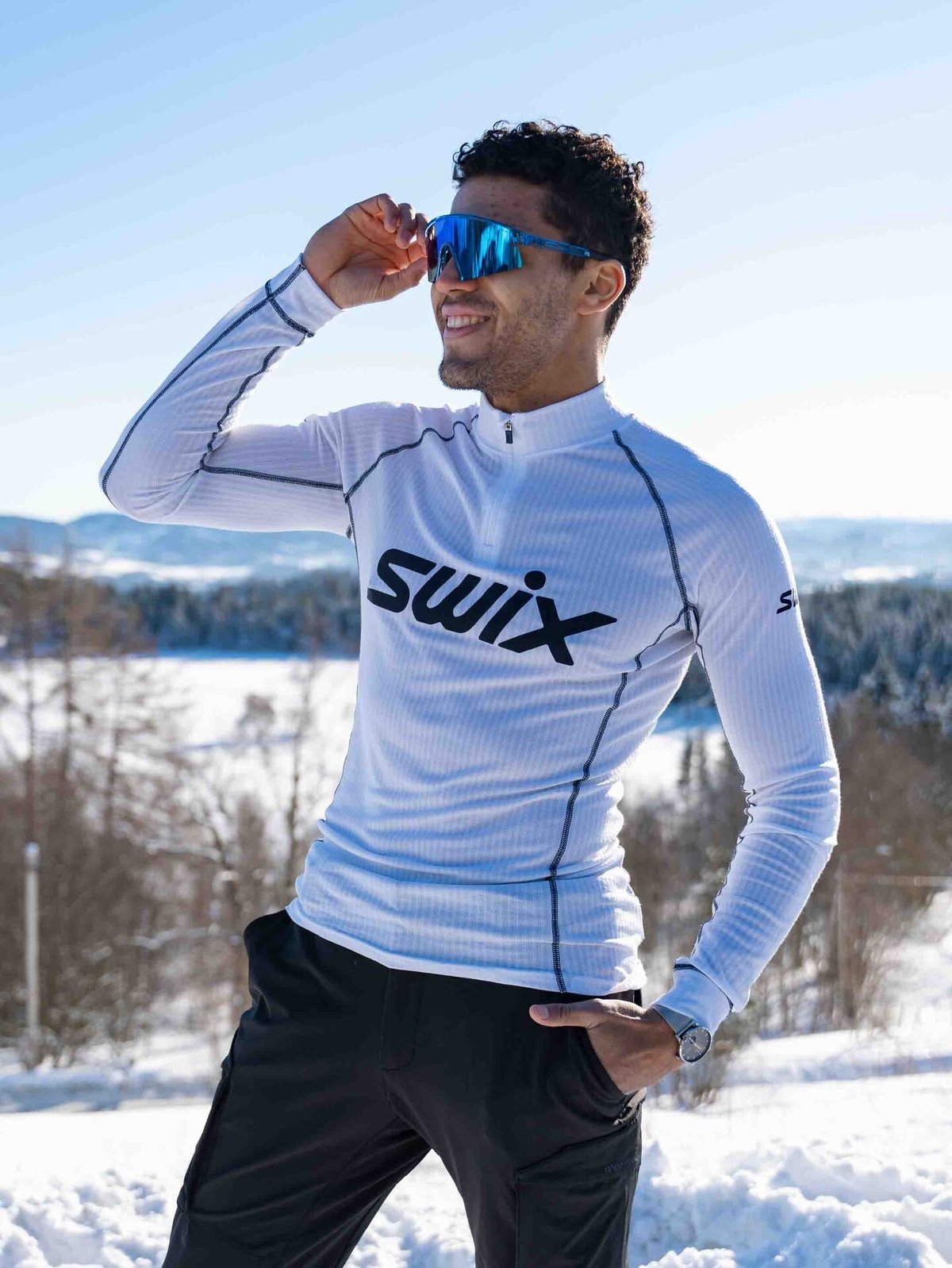 Swix RaceX Classic Half Zip Bright White/Dark Navy