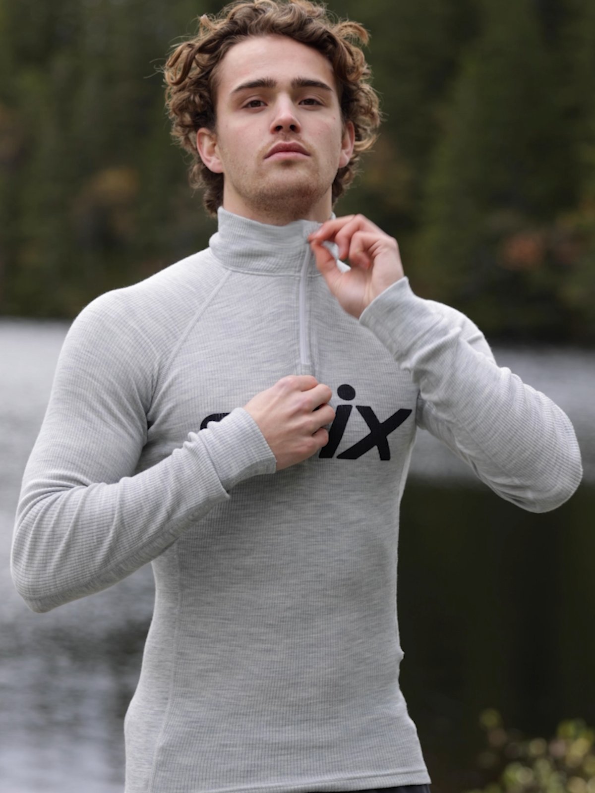 Swix RaceX Merino Half Zip Light Grey Melange / Dark Navy