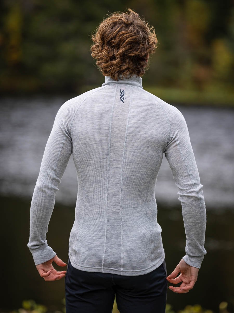 Swix RaceX Merino Half Zip Light Grey Melange / Dark Navy