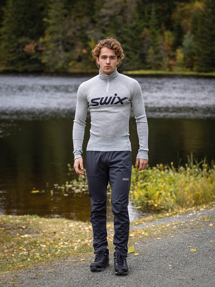 Swix RaceX Merino Half Zip Light Grey Melange / Dark Navy