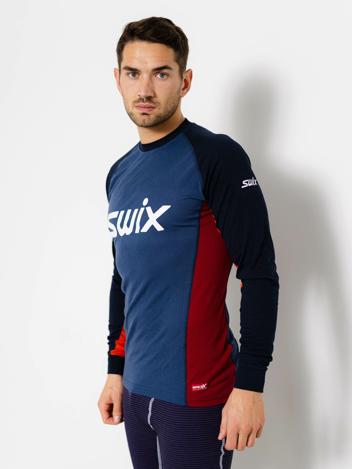 Swix RaceX Bodywear Long Sleeve Men Dark navy/ Rhubarb red