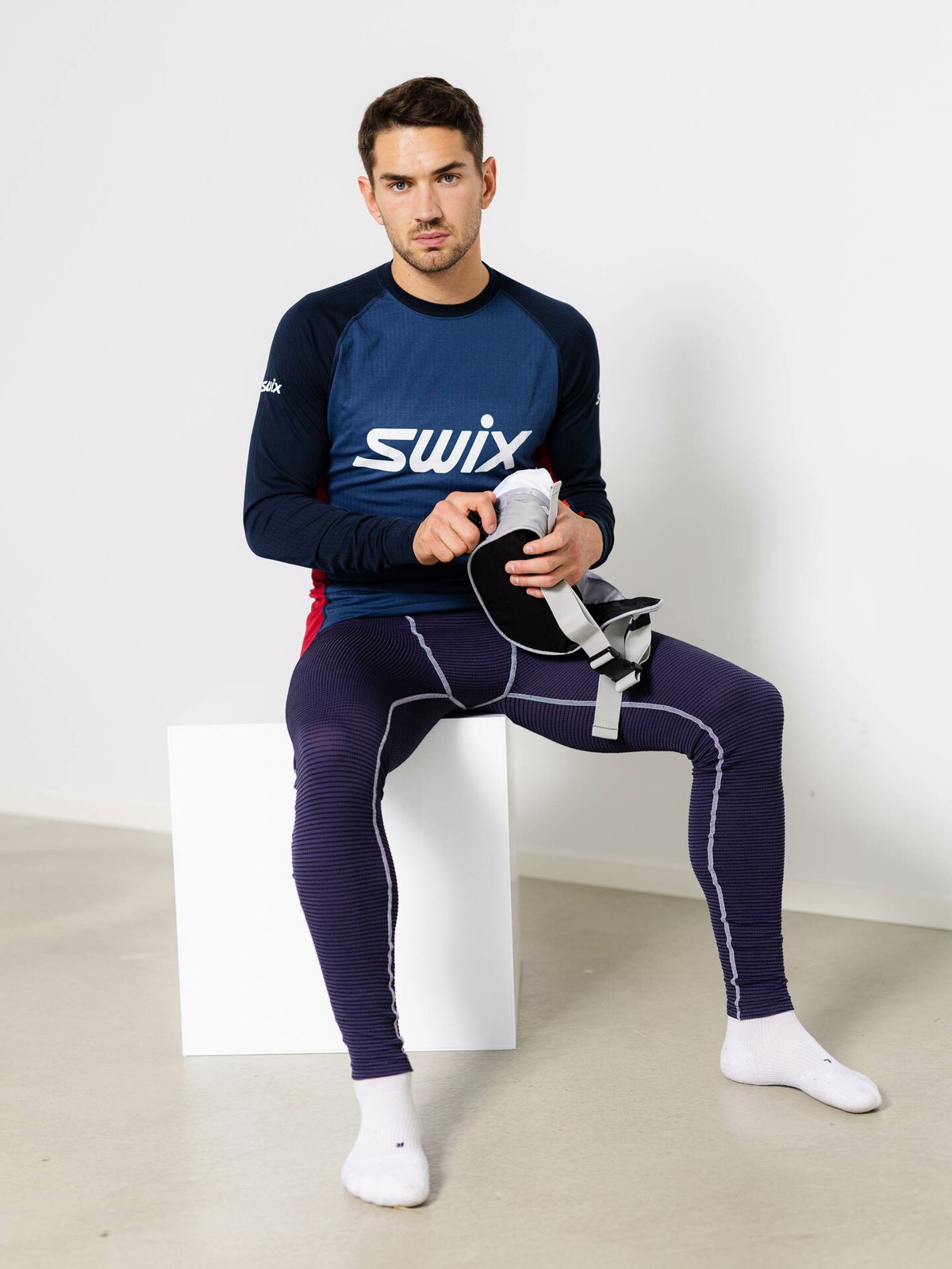 Swix RaceX Bodywear Long Sleeve Men Dark navy/ Rhubarb red