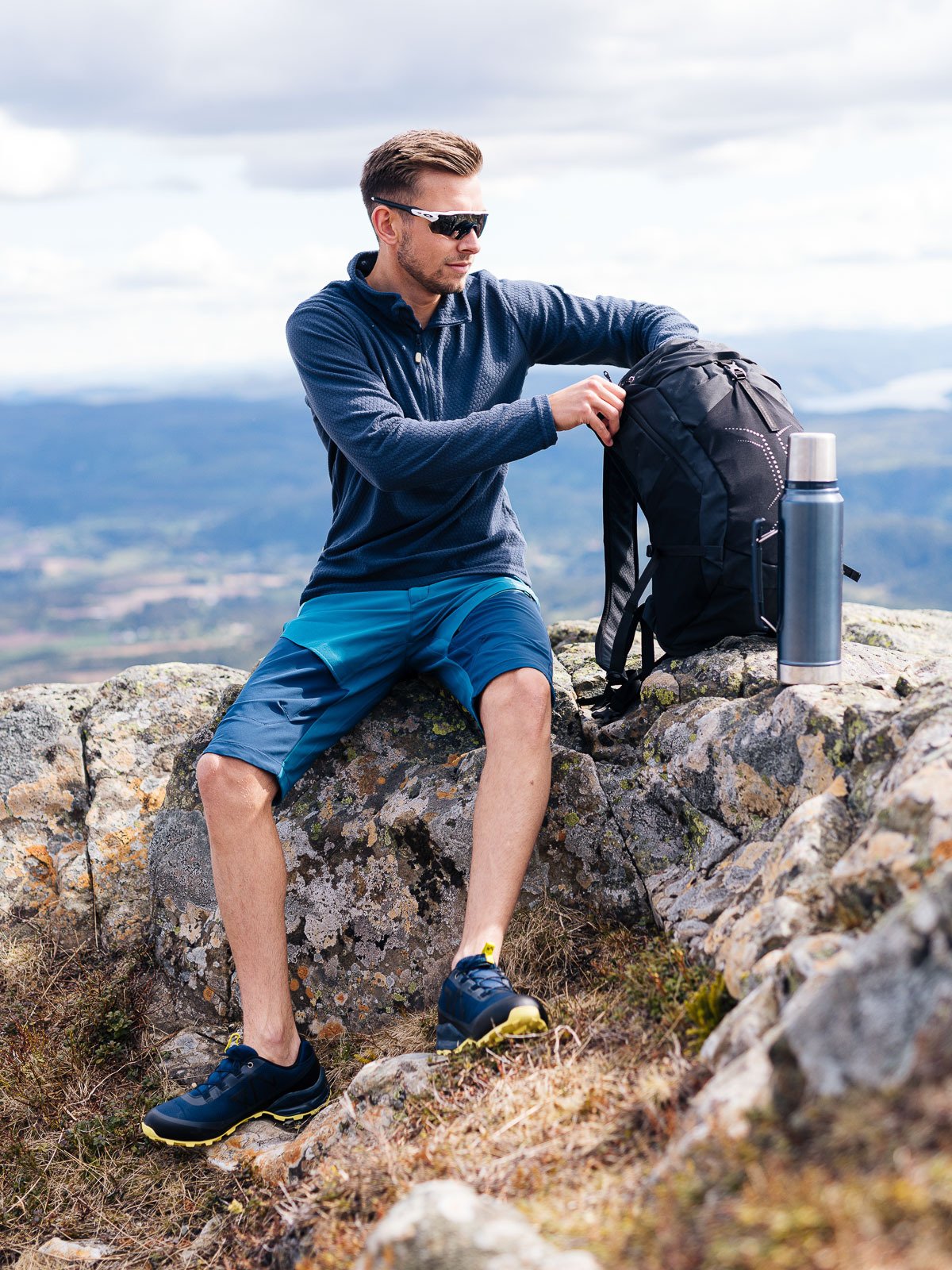 Twentyfour Flåm Light Softshell Lang Shorts H Petrolblå