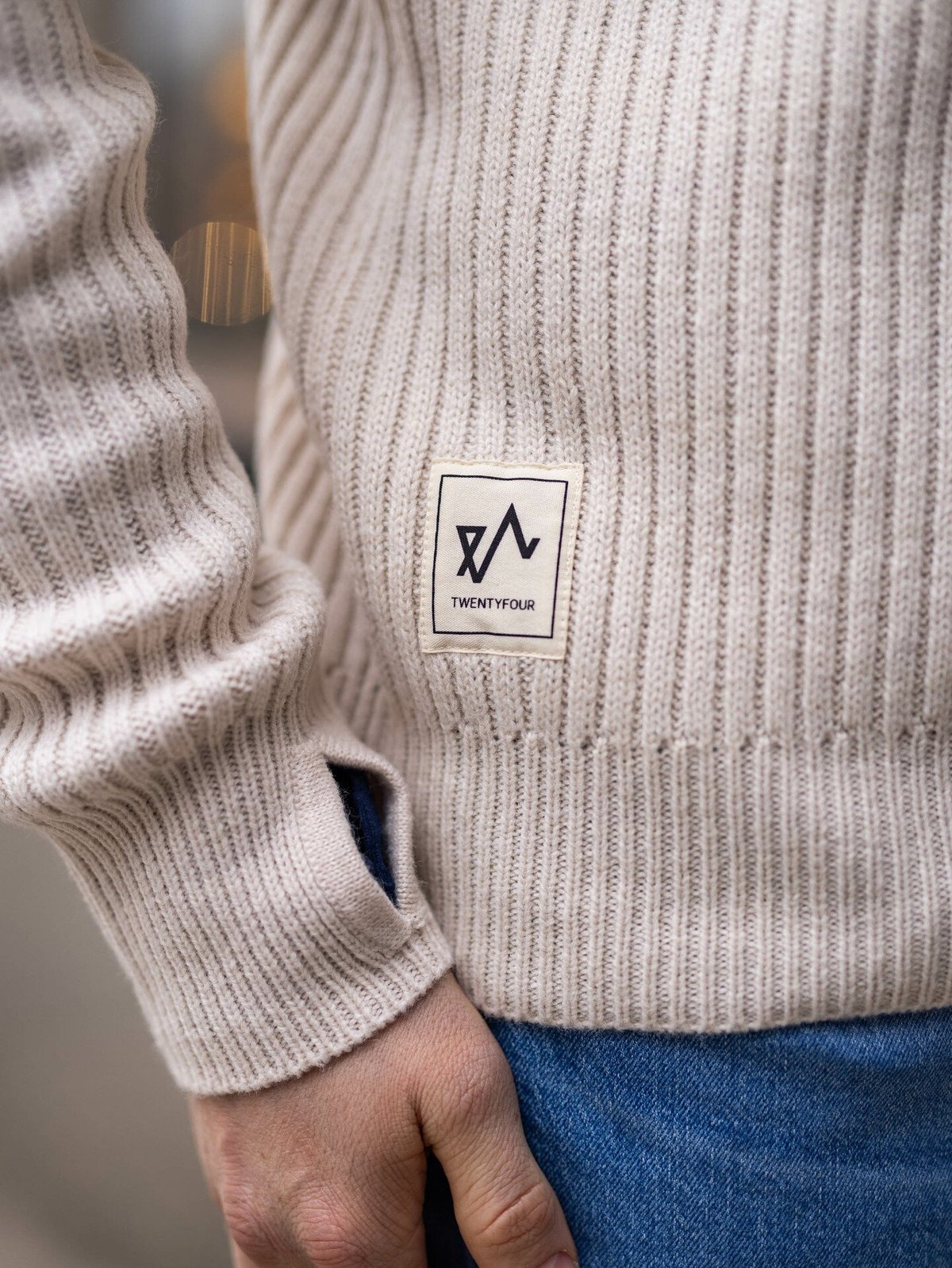 Twentyfour Finse Half Zip Ullgenser Gråhvit