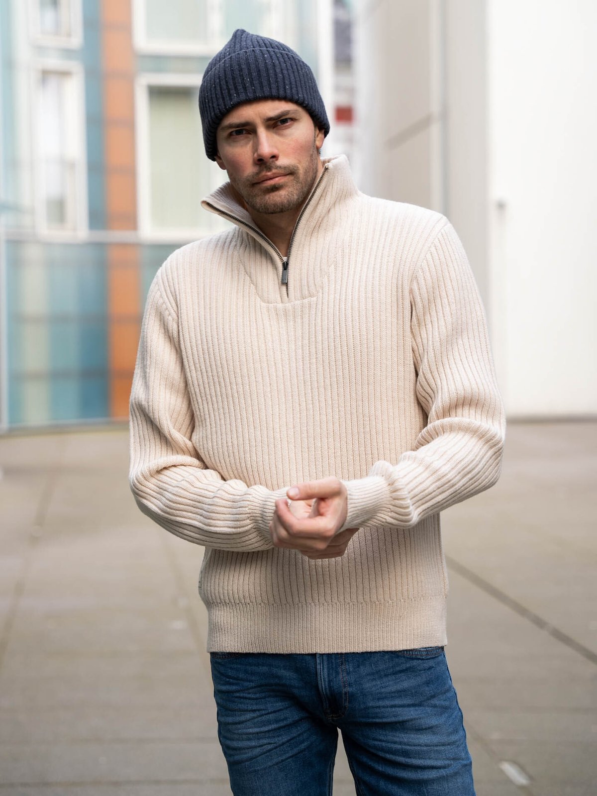 Twentyfour Finse Half Zip Ullgenser Gråhvit