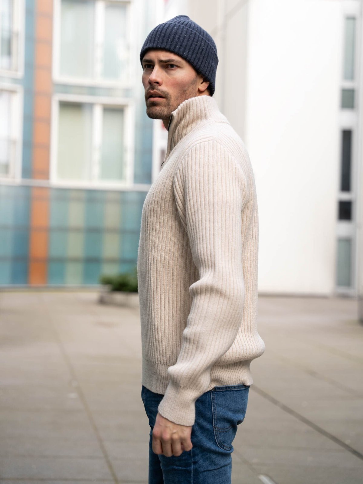 Twentyfour Finse Half Zip Ullgenser Gråhvit