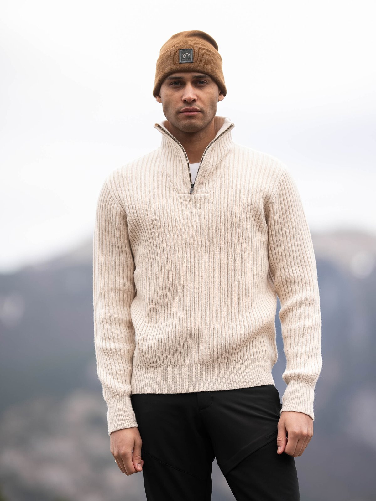 Twentyfour Finse Half Zip Ullgenser Gråhvit