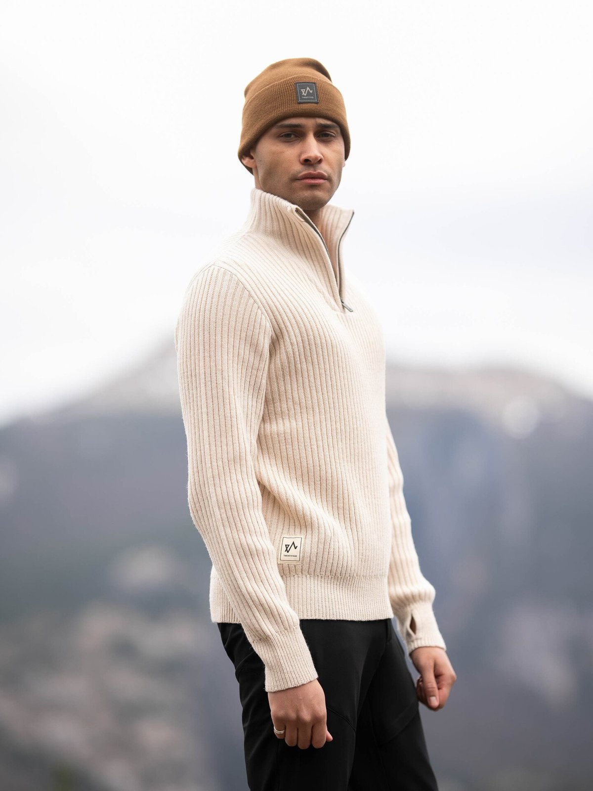 Twentyfour Finse Half Zip Ullgenser Gråhvit