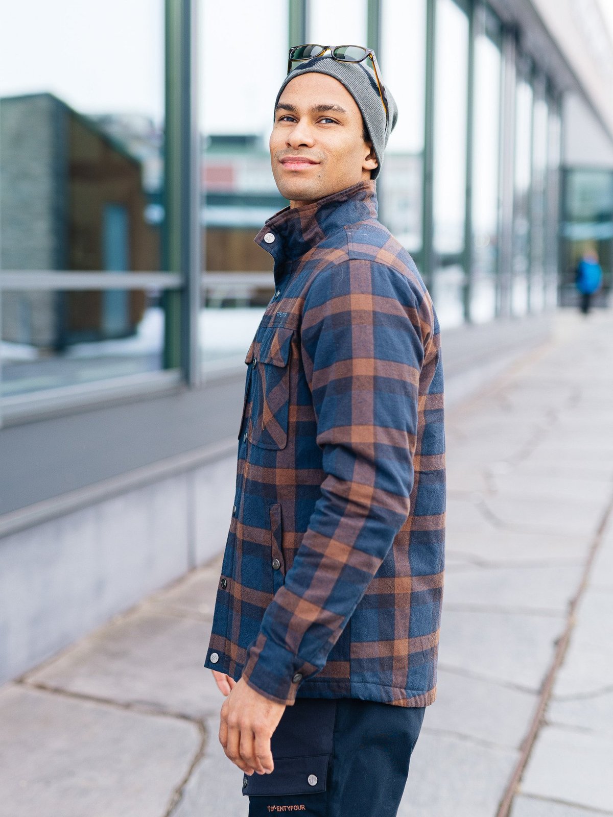 Twentyfour Finse Flannel Jakke Mørk Marine