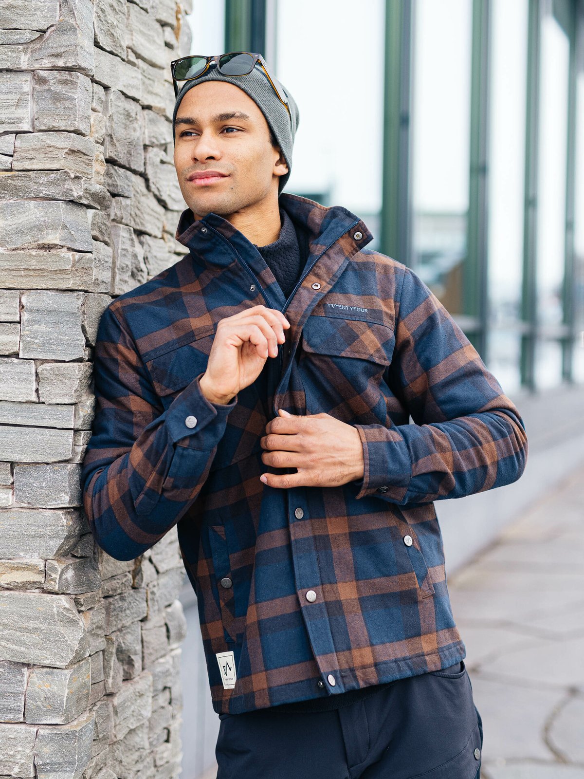 Twentyfour Finse Flannel Jakke Mørk Marine