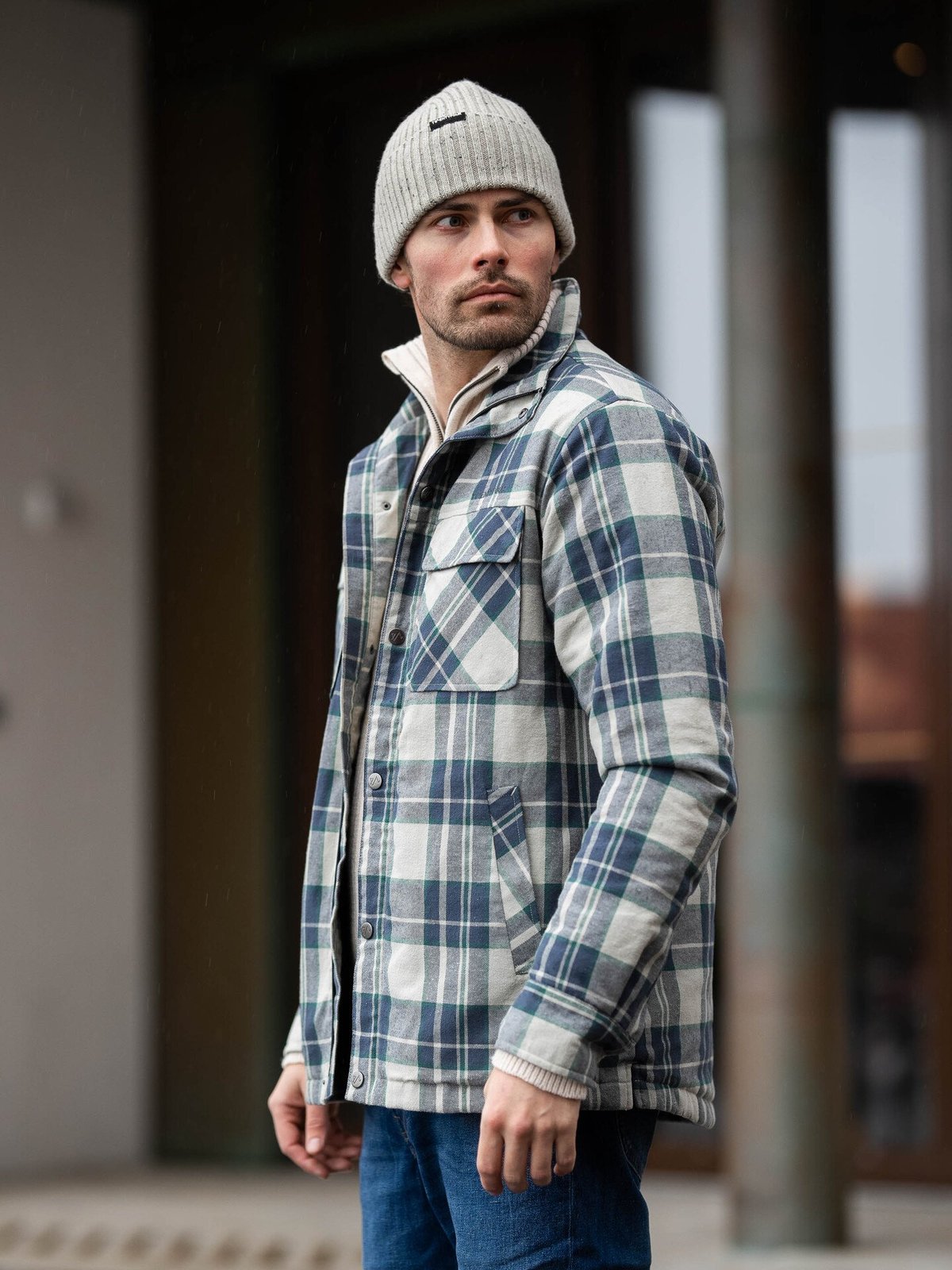 Twentyfour Finse Flannel Jakke Varm Grå