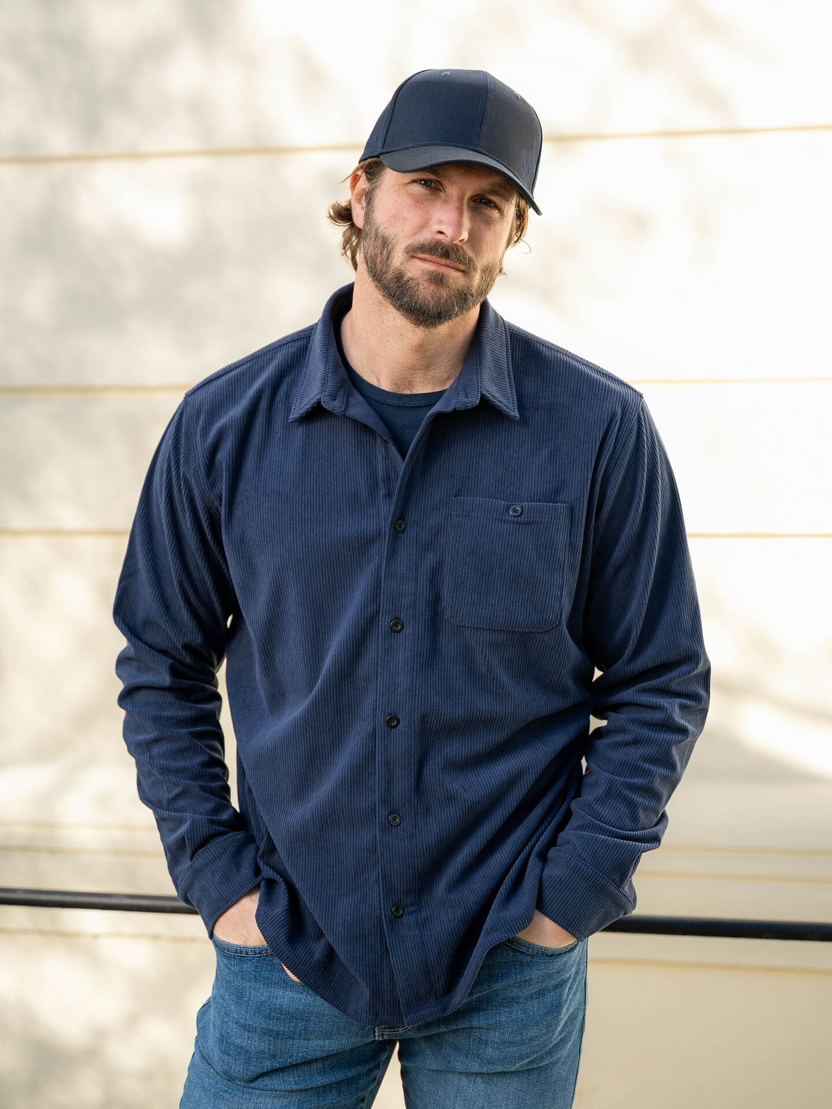 Twentyfour Mode Cord Skjorte Marine