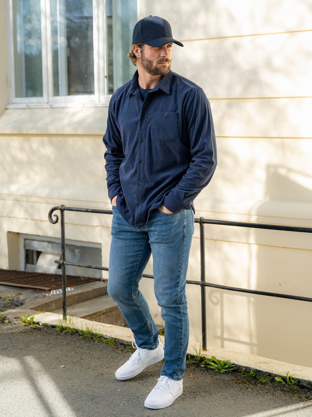 Twentyfour Mode Cord Skjorte Marine