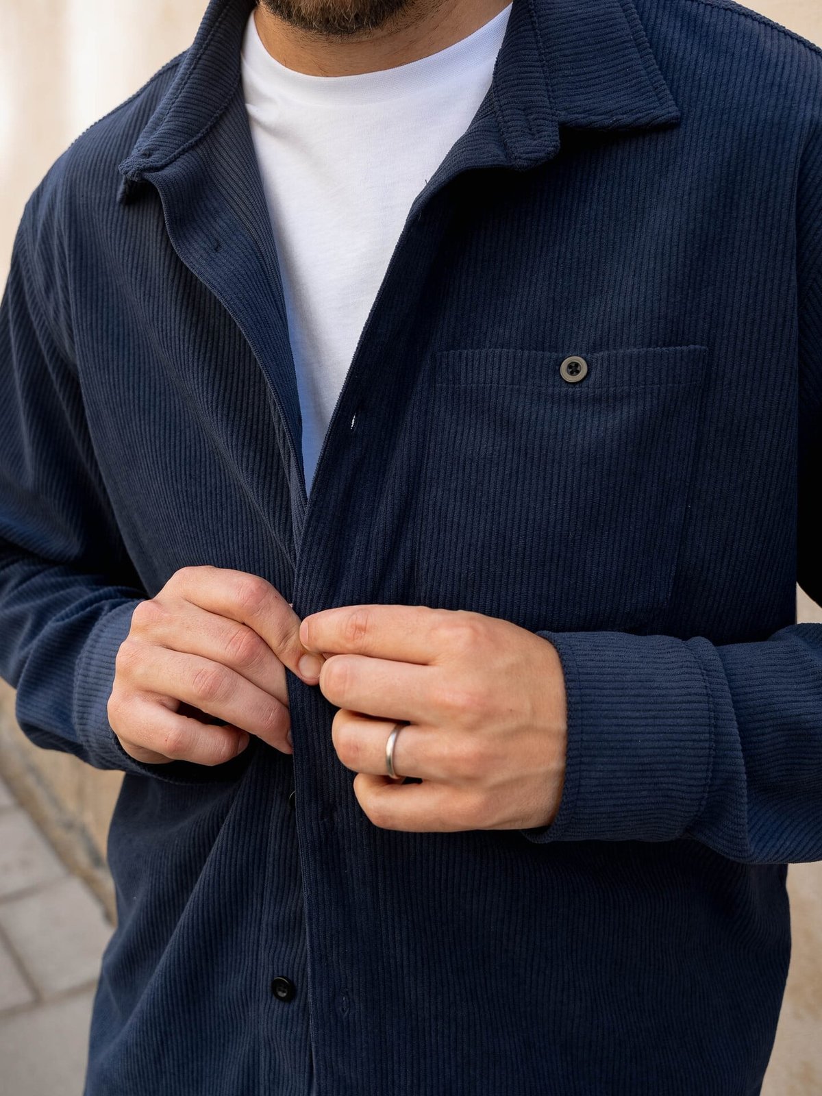 Twentyfour Mode Cord Skjorte Marine