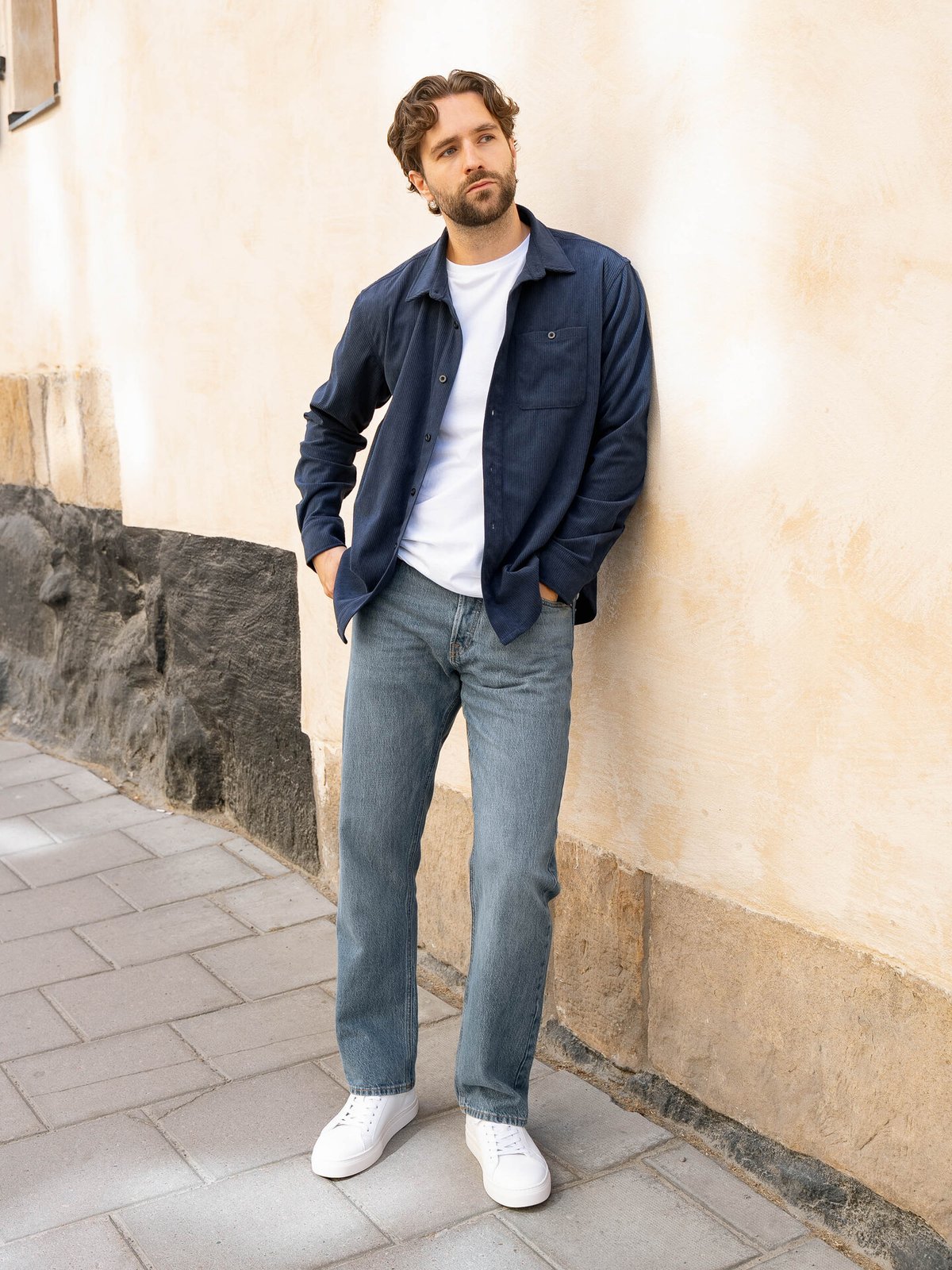 Twentyfour Mode Cord Skjorte Marine
