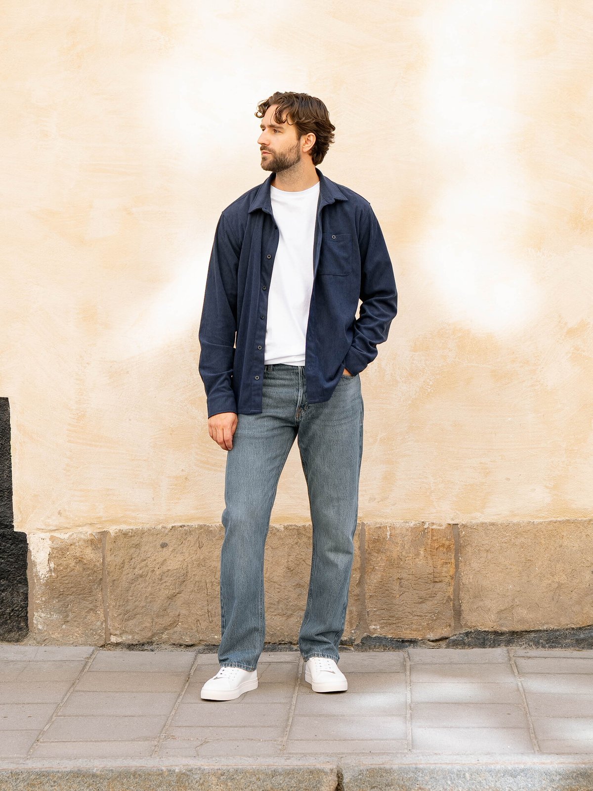 Twentyfour Mode Cord Skjorte Marine