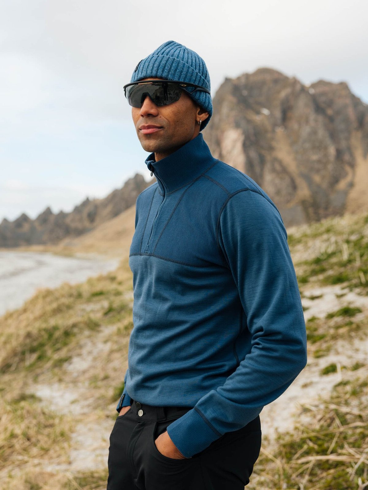 Twentyfour Aurora Obi Ull Half Zip Gråblå