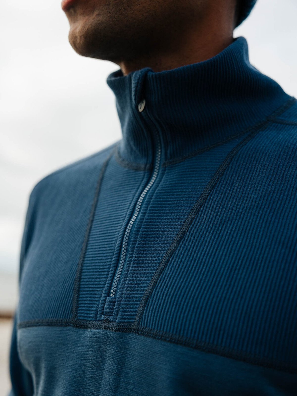 Twentyfour Aurora Obi Ull Half Zip Gråblå