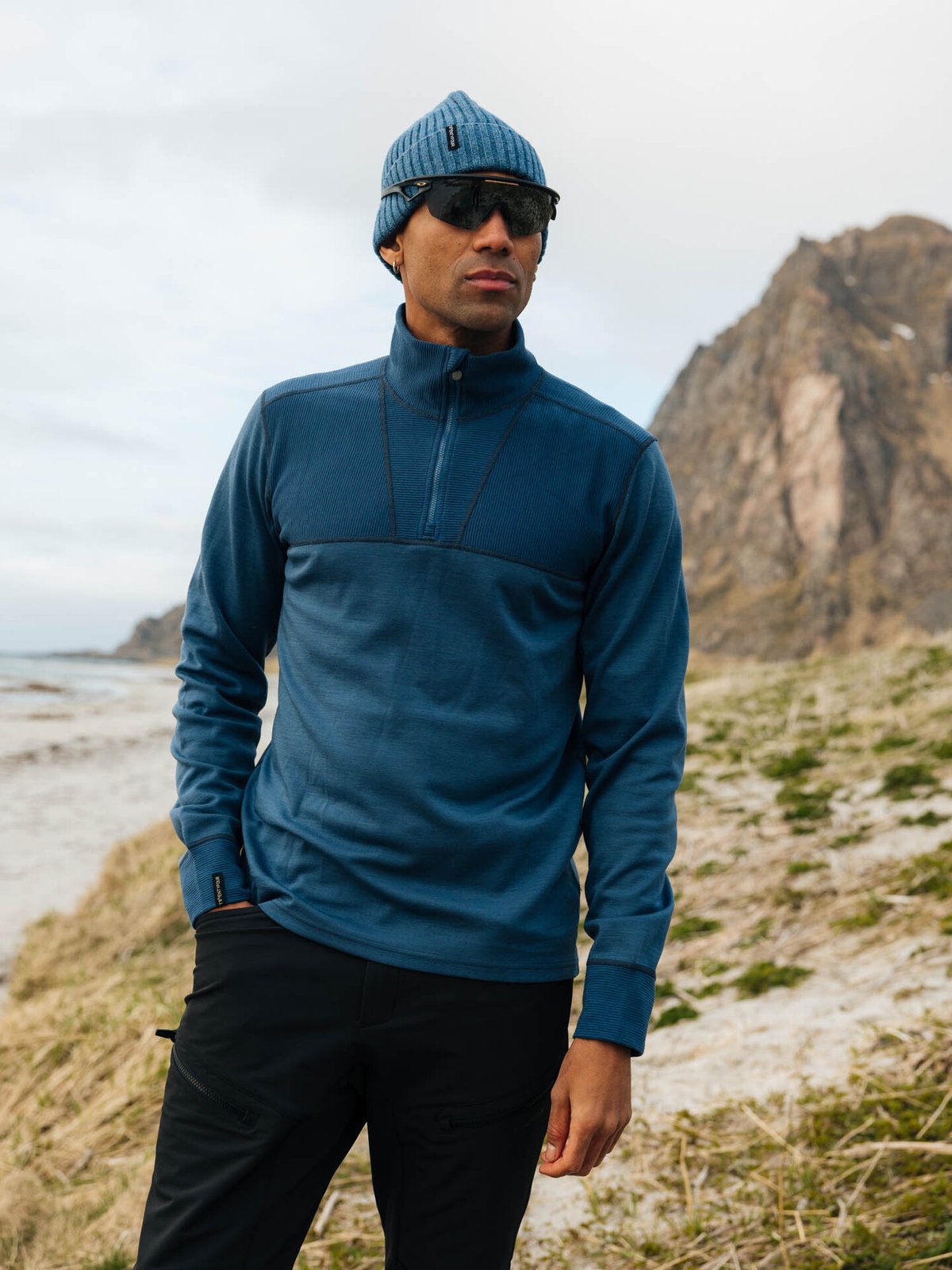 Twentyfour Aurora Obi Ull Half Zip Gråblå