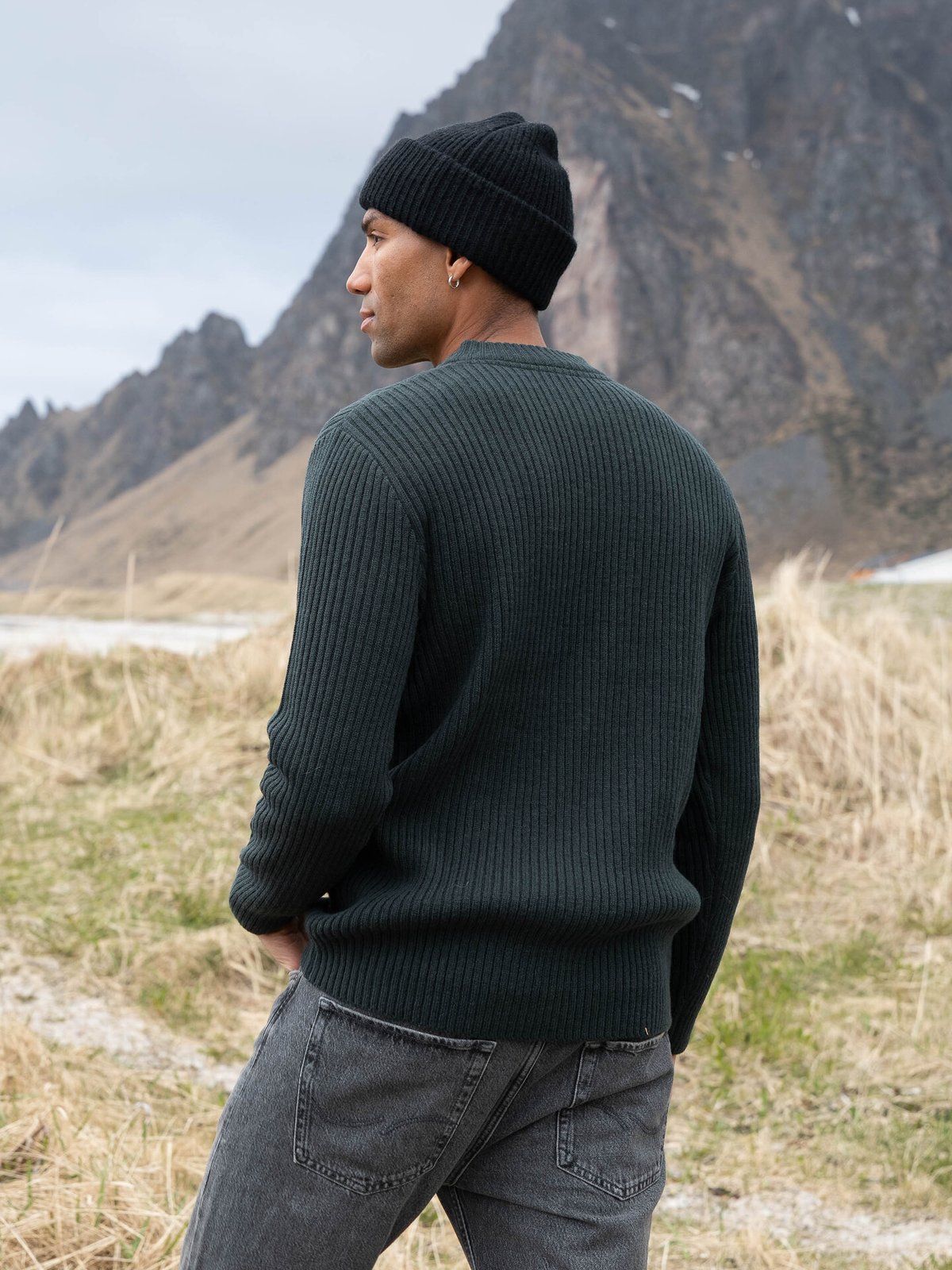 Twentyfour Mode Rib RN Sweater Dyp Grønn