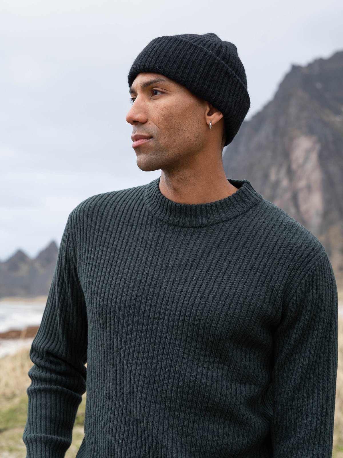 Twentyfour Mode Rib RN Sweater Dyp Grønn